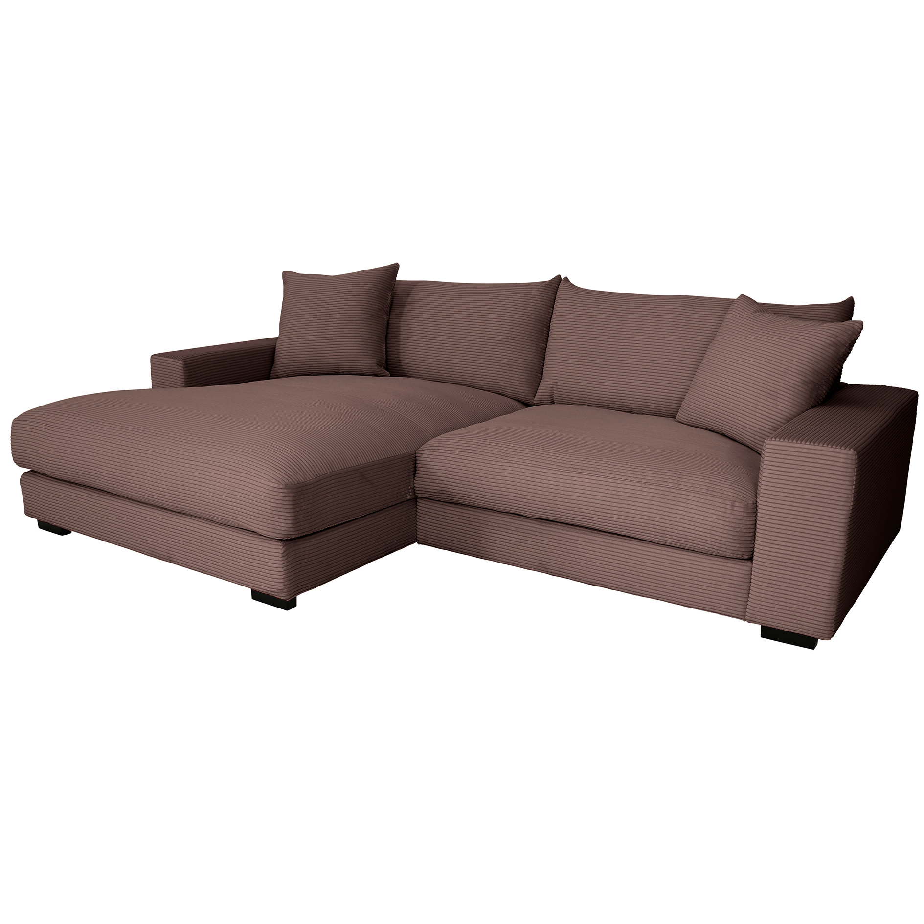 Ecksofa - mocca - Cord - Recamiere links