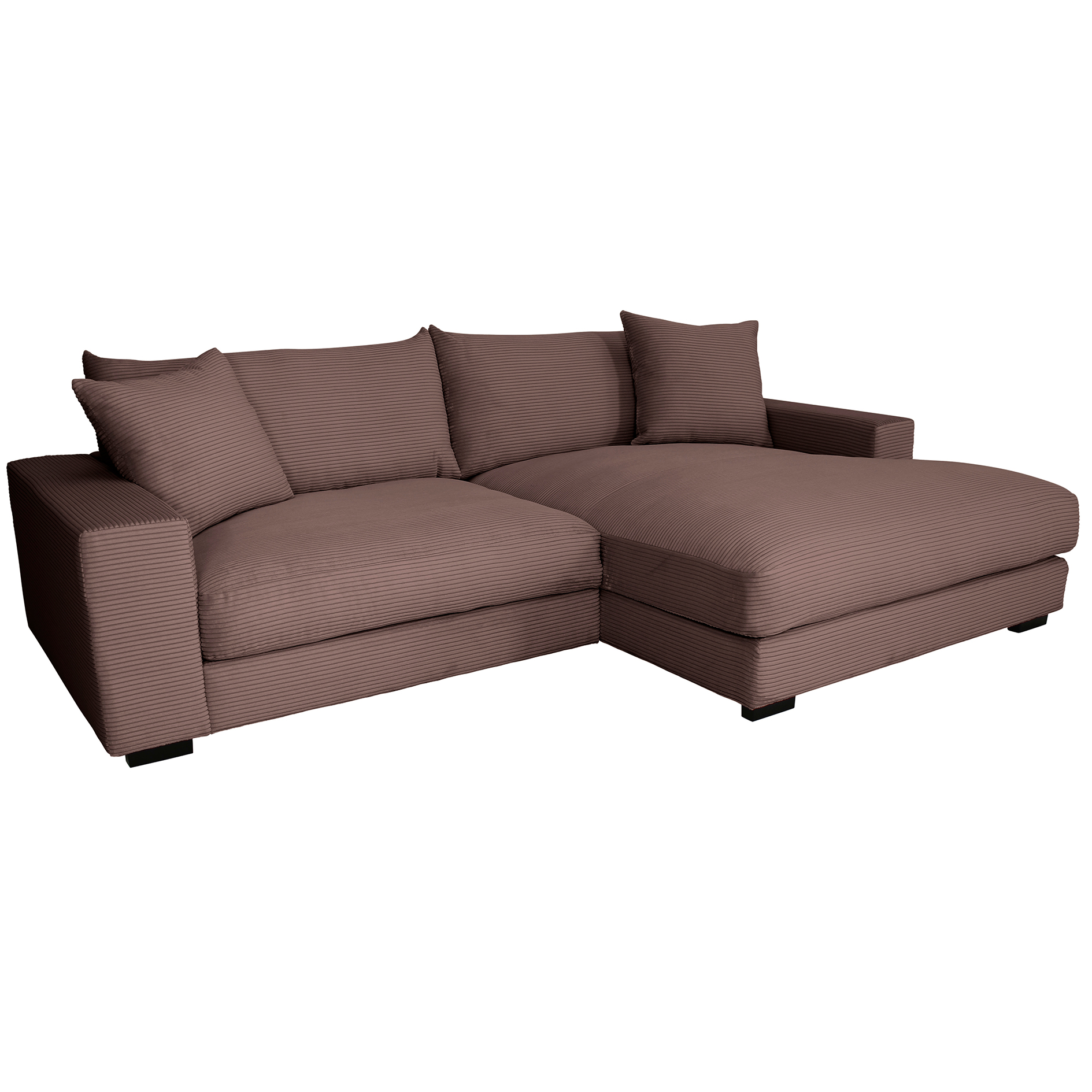 Ecksofa - mocca - Cord - Recamiere rechts