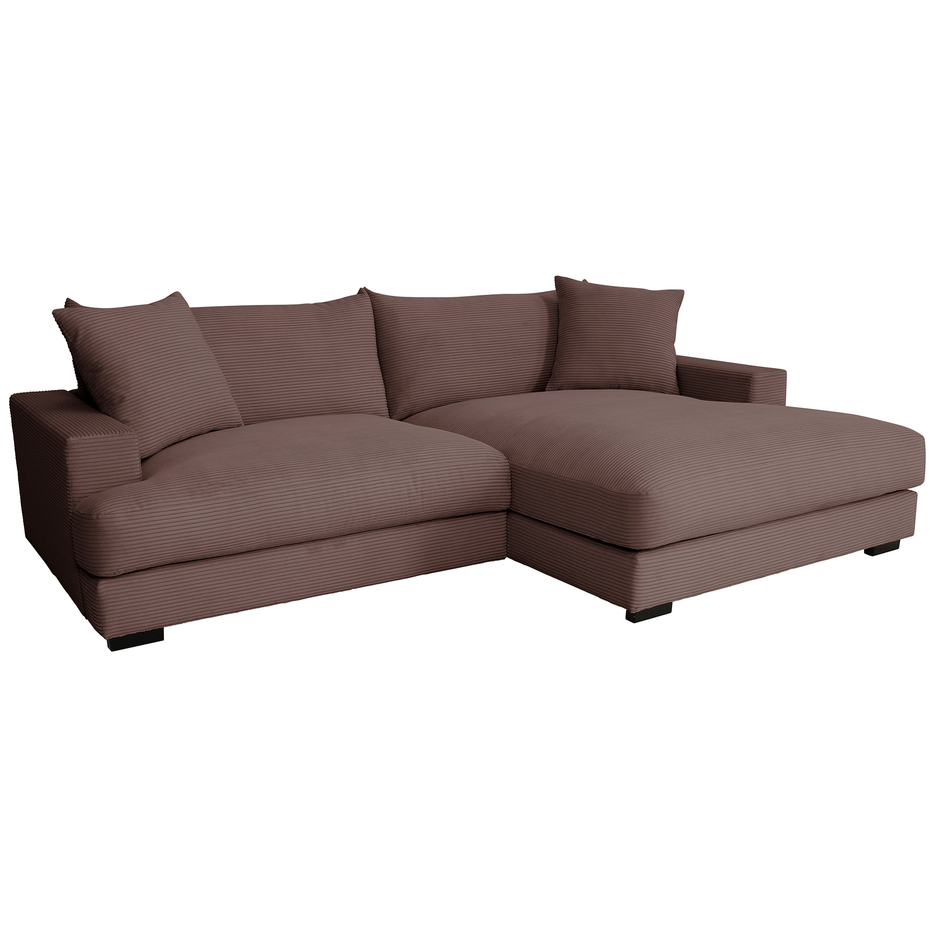 Ecksofa - mocca - Cord - Recamiere rechts