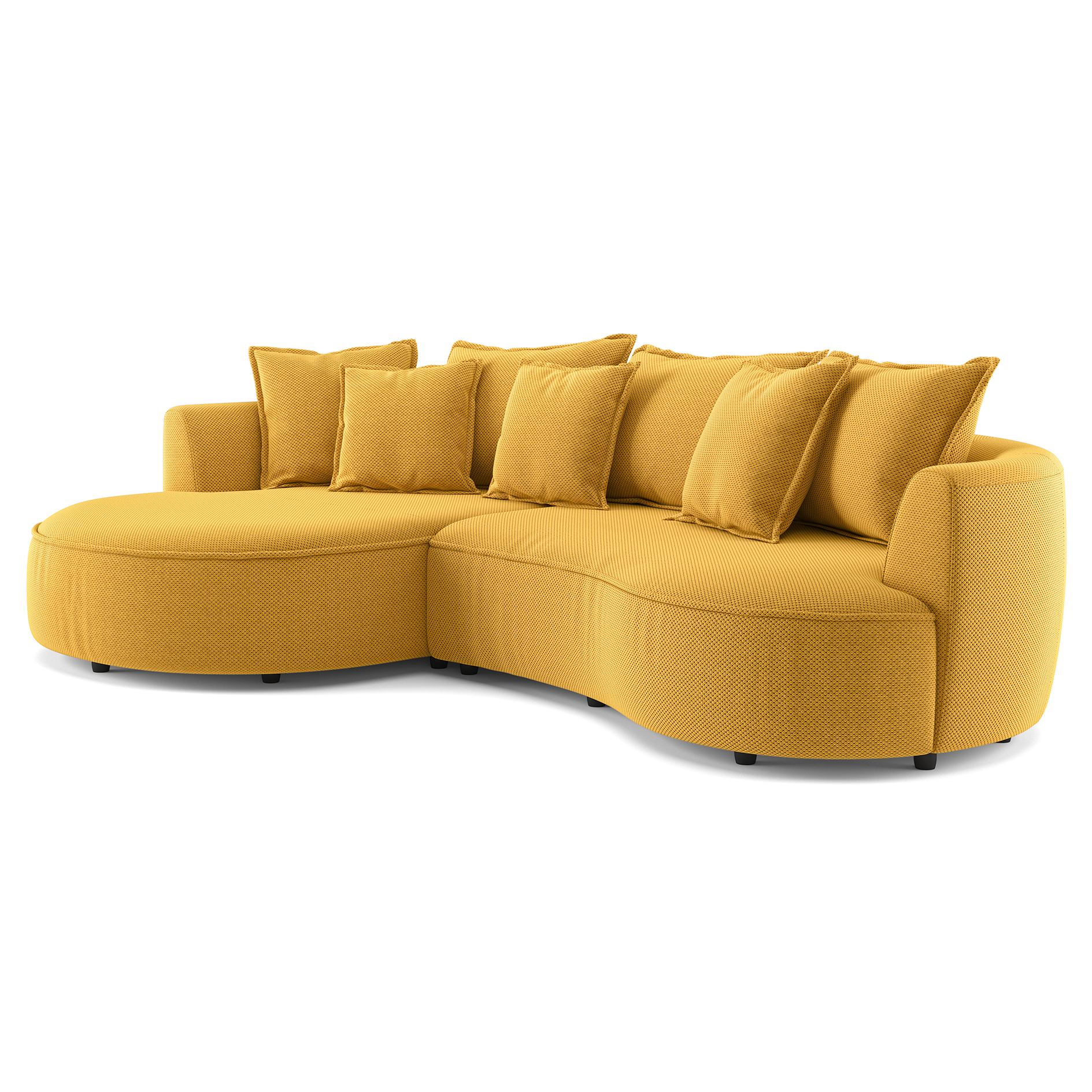 Ecksofa - mustard - Samt - 287 cm - Recamiere links