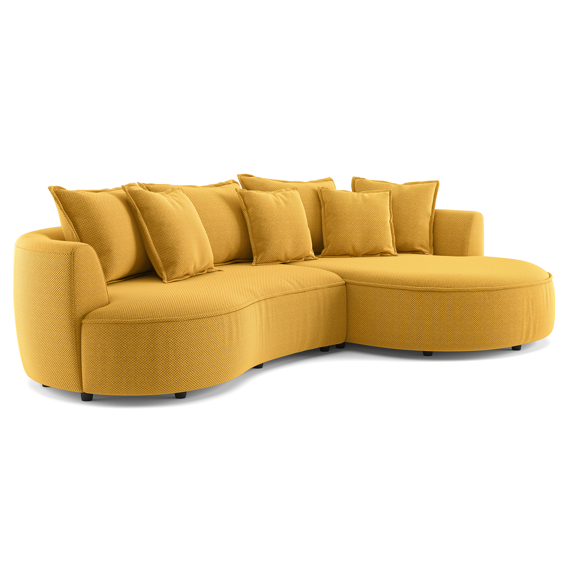 Ecksofa - mustard - Samt - 287 cm - Recamiere rechts