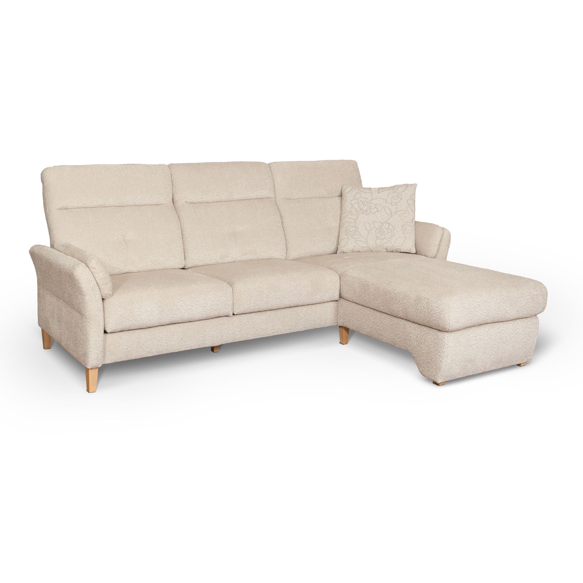 Ecksofa - natur - Chenille - Longchair rechts