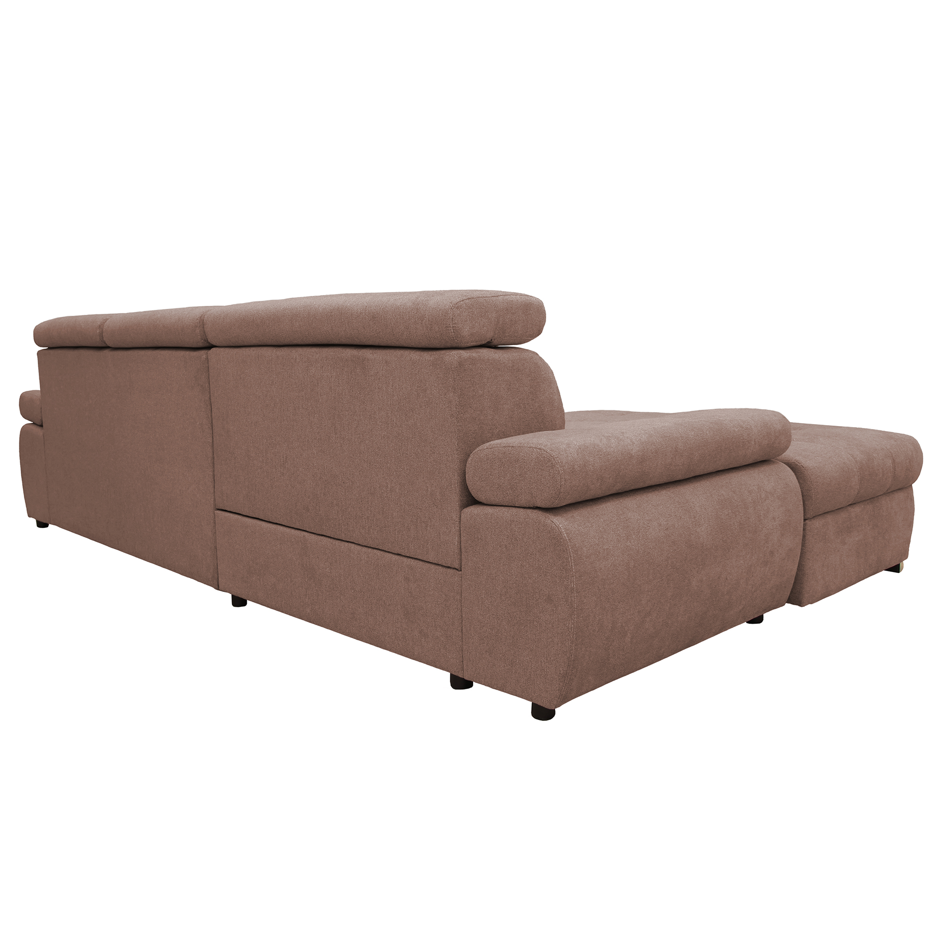 Ecksofa - nougat - Liegefunktion und Staukasten - Ottomane links