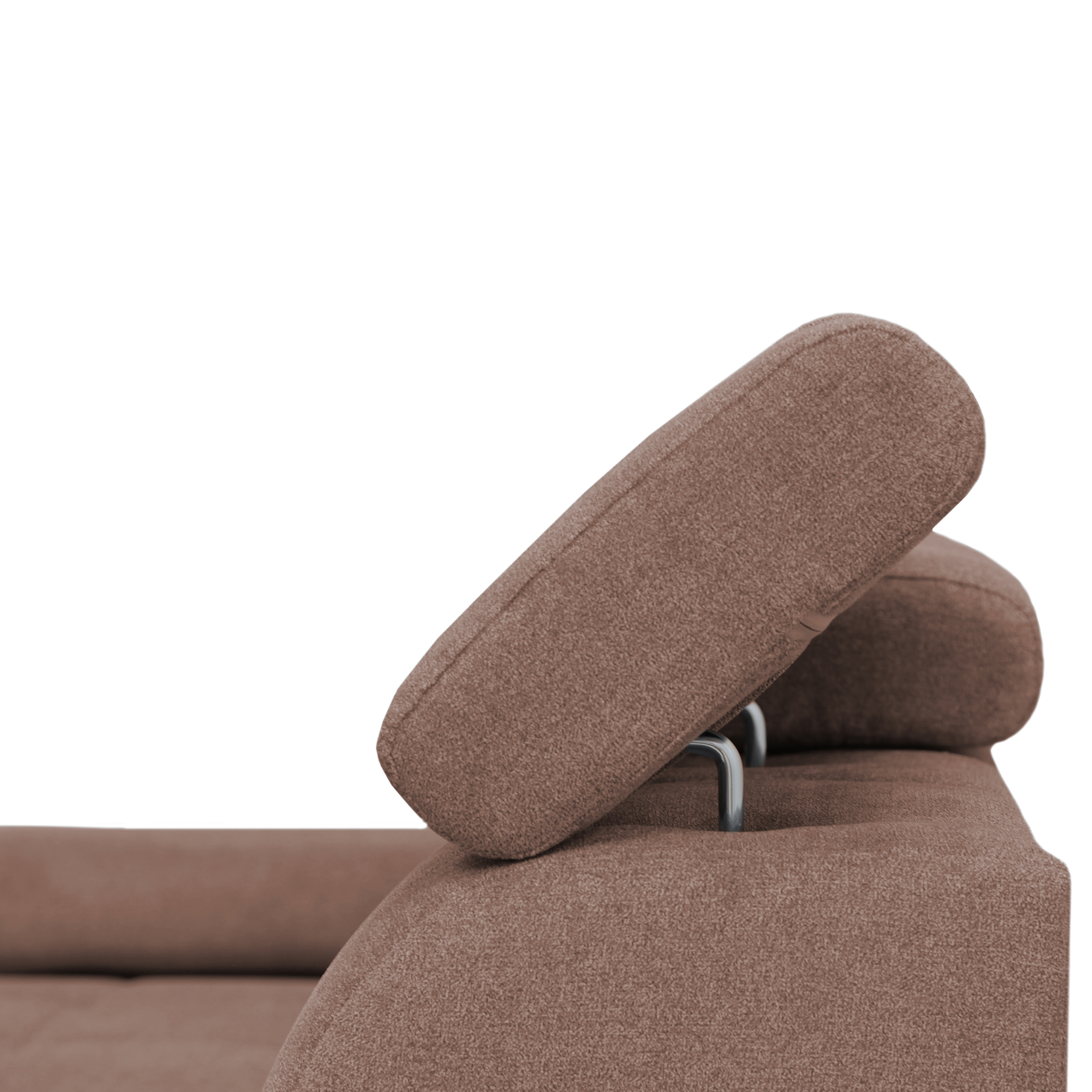 Ecksofa - nougat - Liegefunktion und Staukasten - Ottomane links