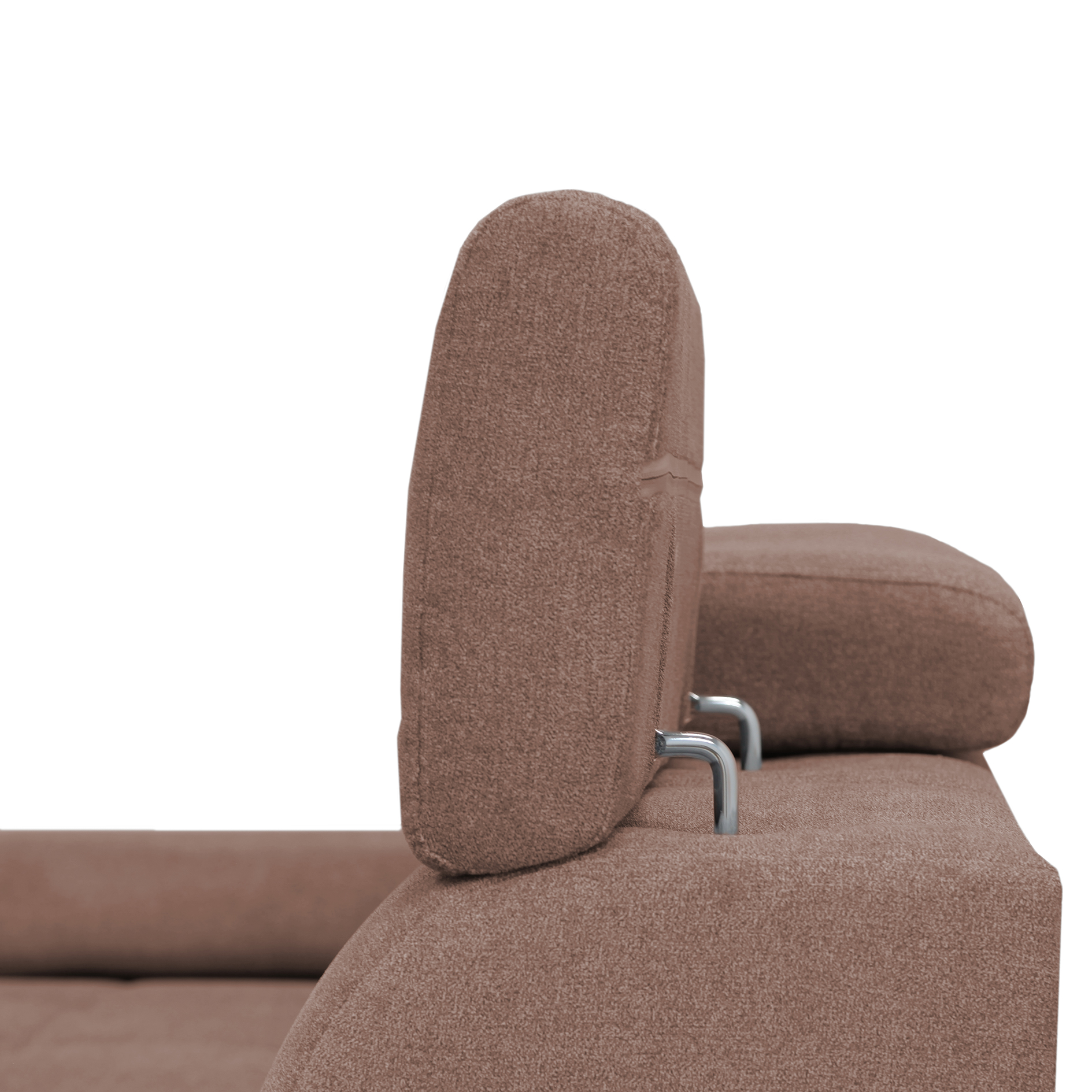 Ecksofa - nougat - Liegefunktion und Staukasten - Ottomane links