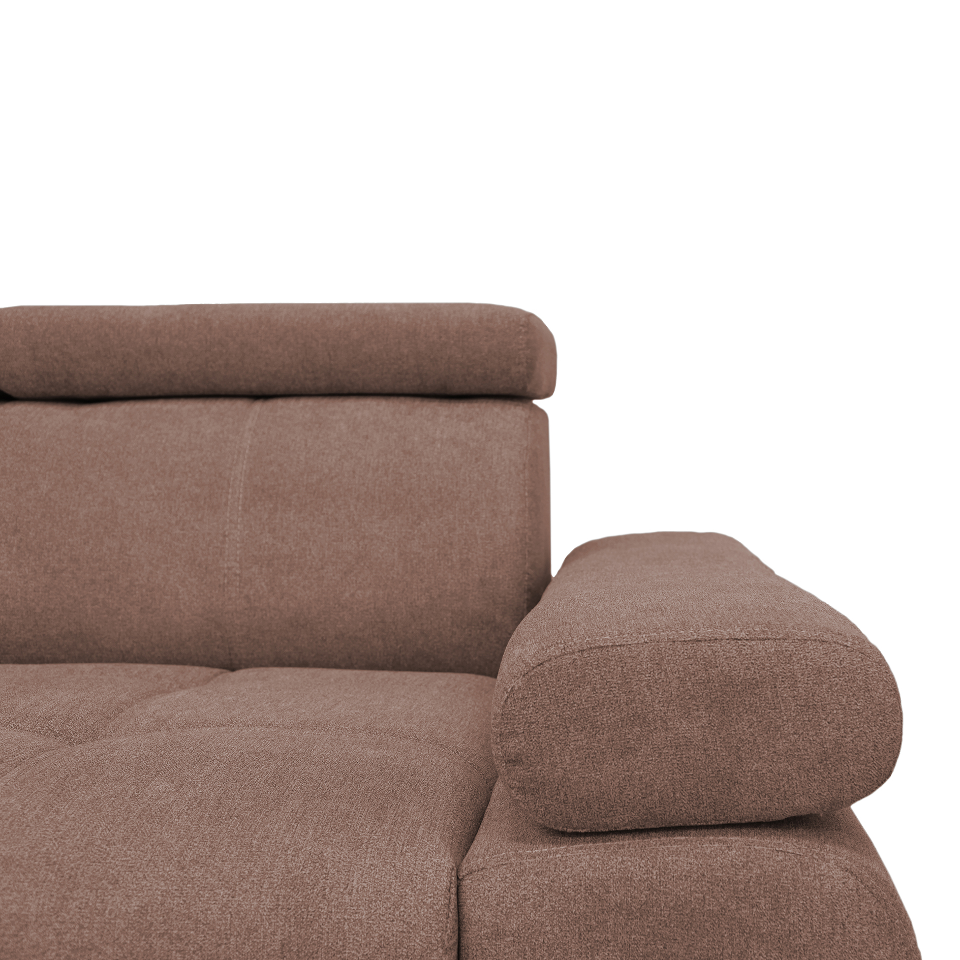 Ecksofa - nougat - Liegefunktion und Staukasten - Ottomane links