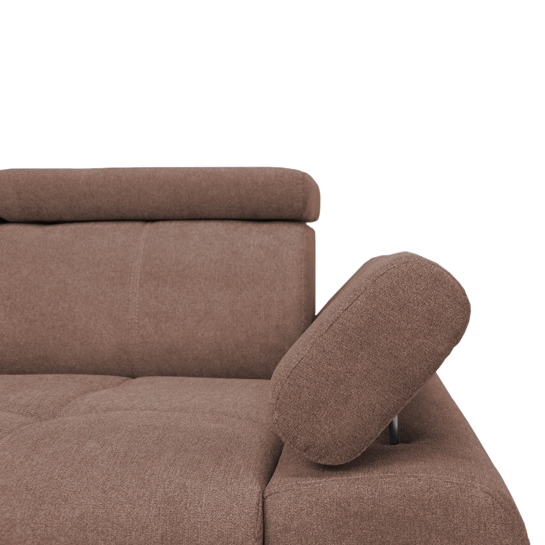Ecksofa - nougat - Liegefunktion und Staukasten - Ottomane links
