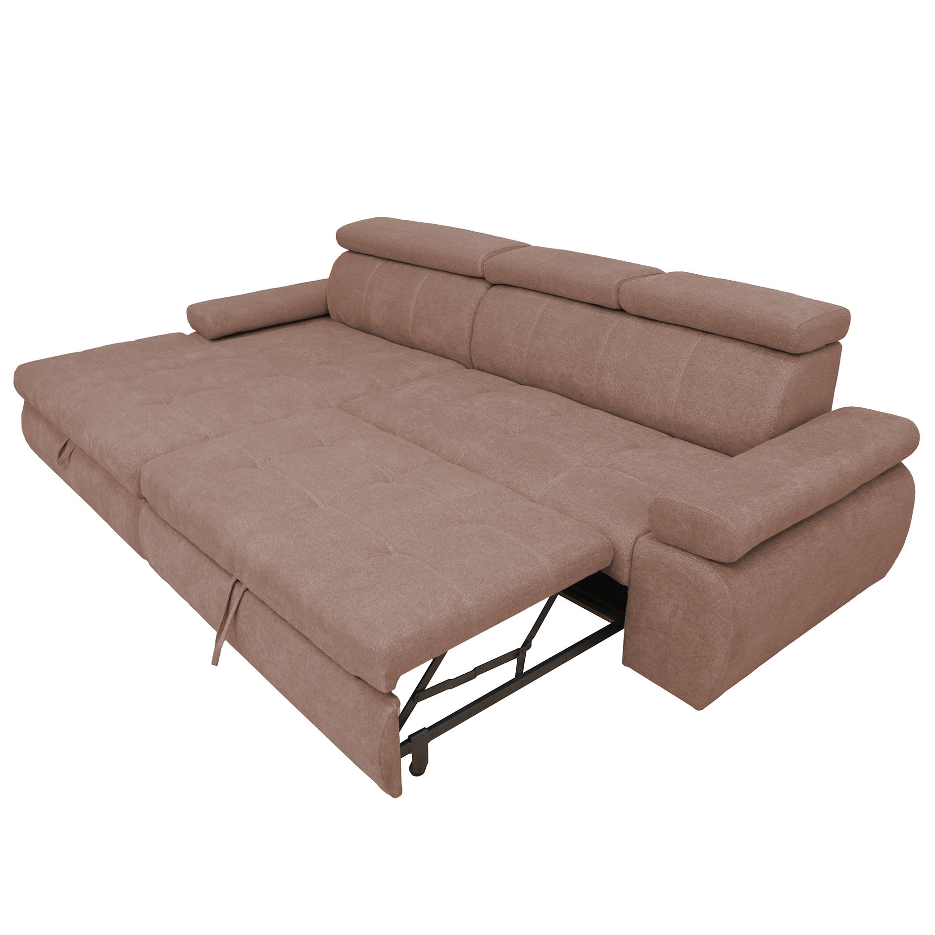 Ecksofa - nougat - Liegefunktion und Staukasten - Ottomane links