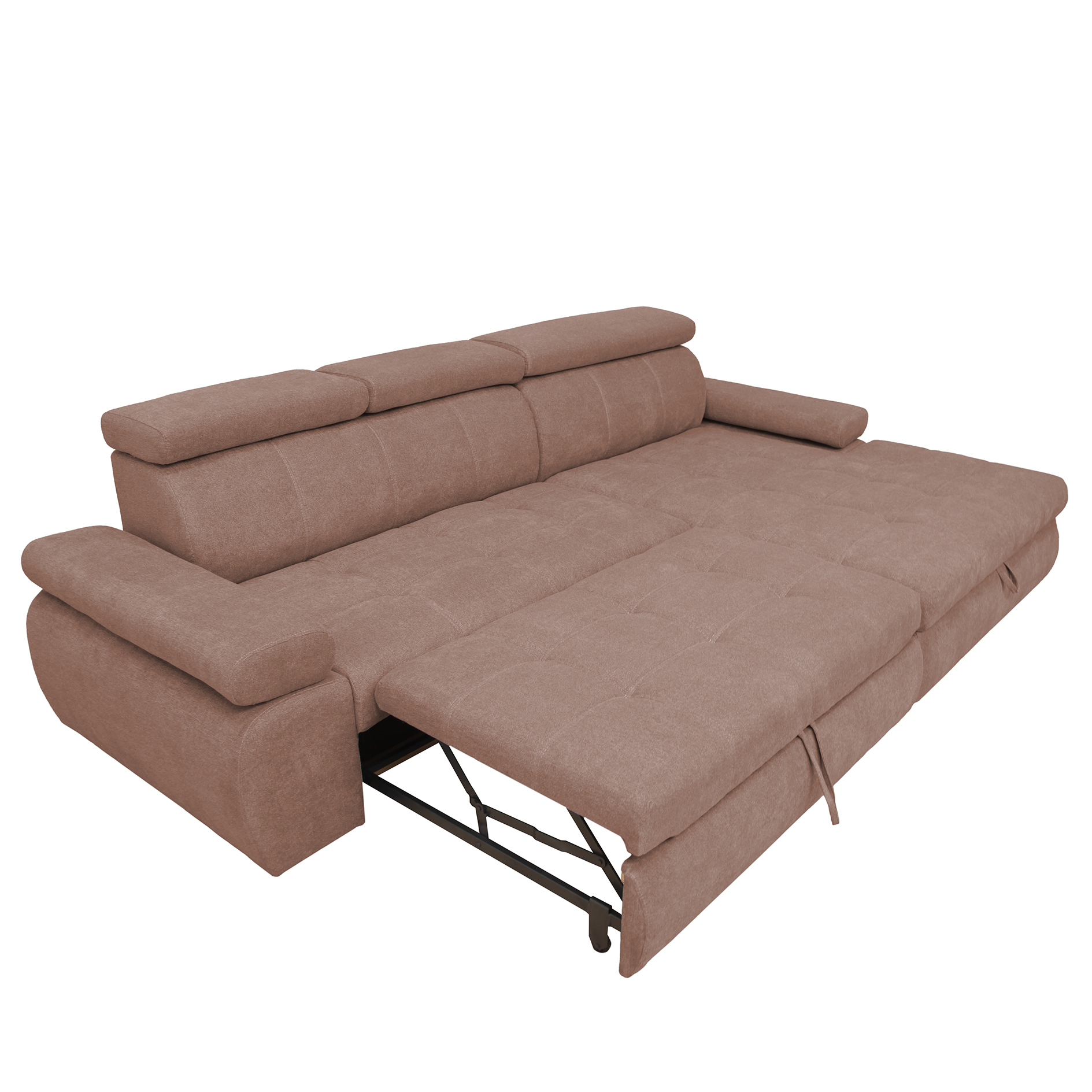 Ecksofa - nougat - Liegefunktion und Staukasten - Ottomane rechts