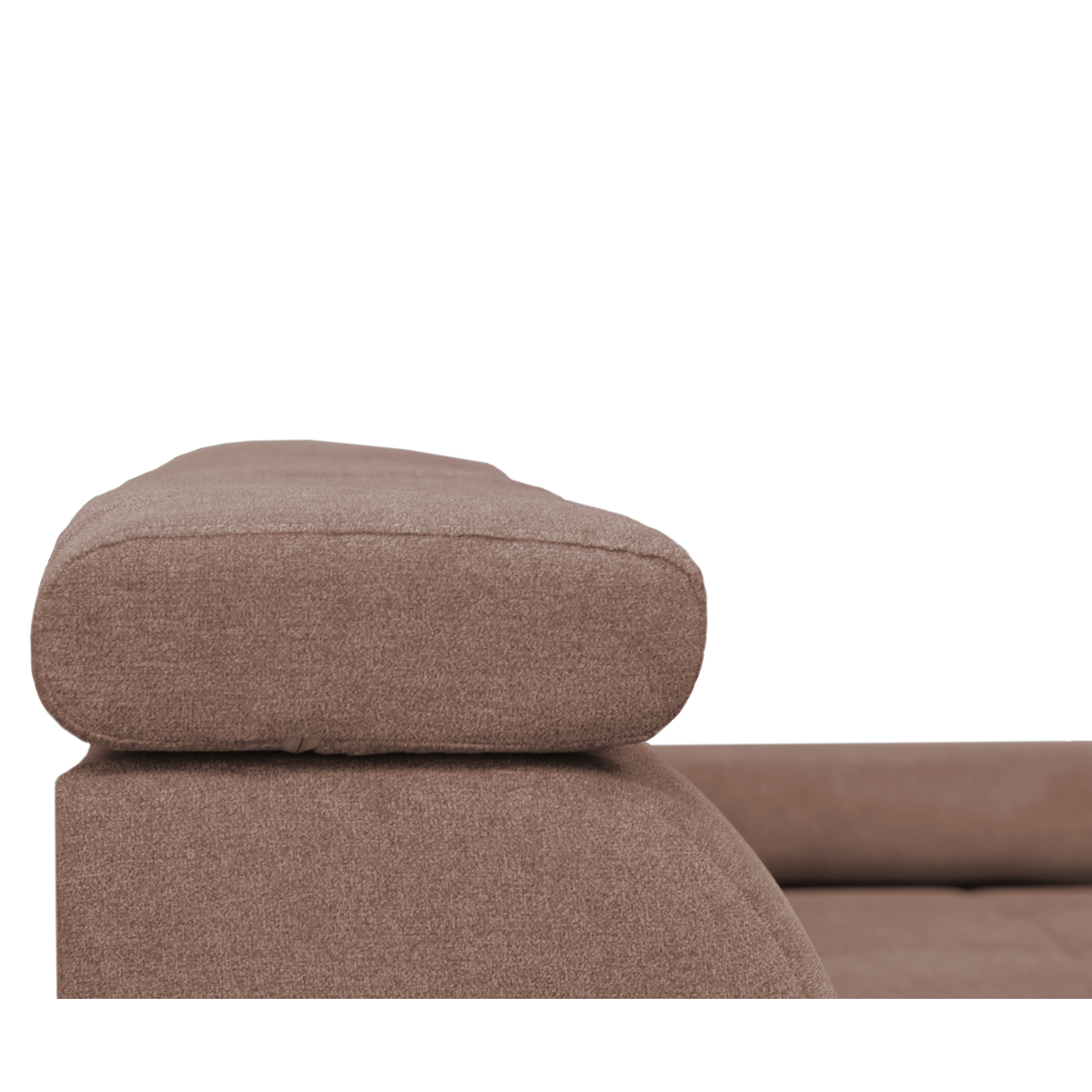Ecksofa - nougat - Liegefunktion und Staukasten - Ottomane rechts