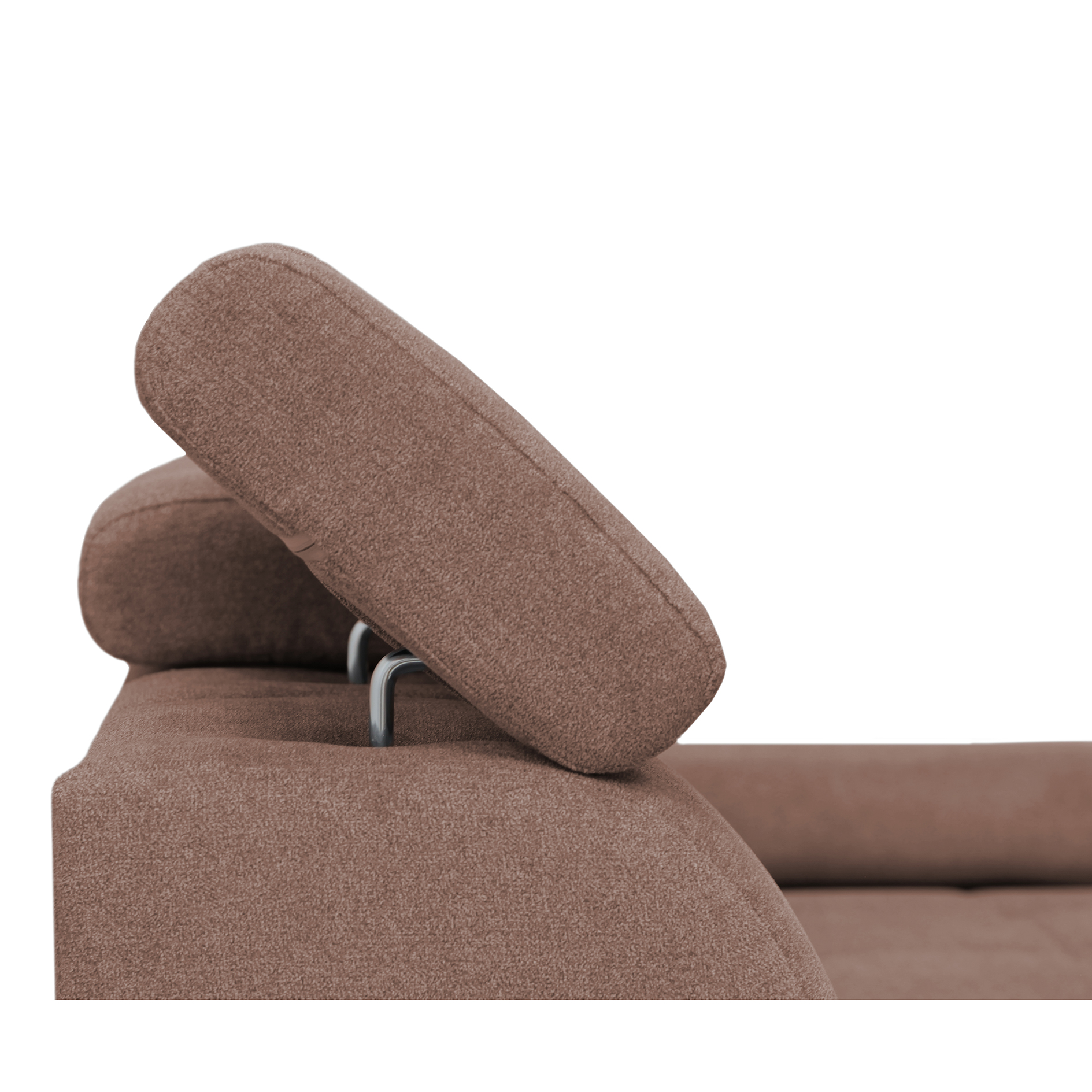 Ecksofa - nougat - Liegefunktion und Staukasten - Ottomane rechts