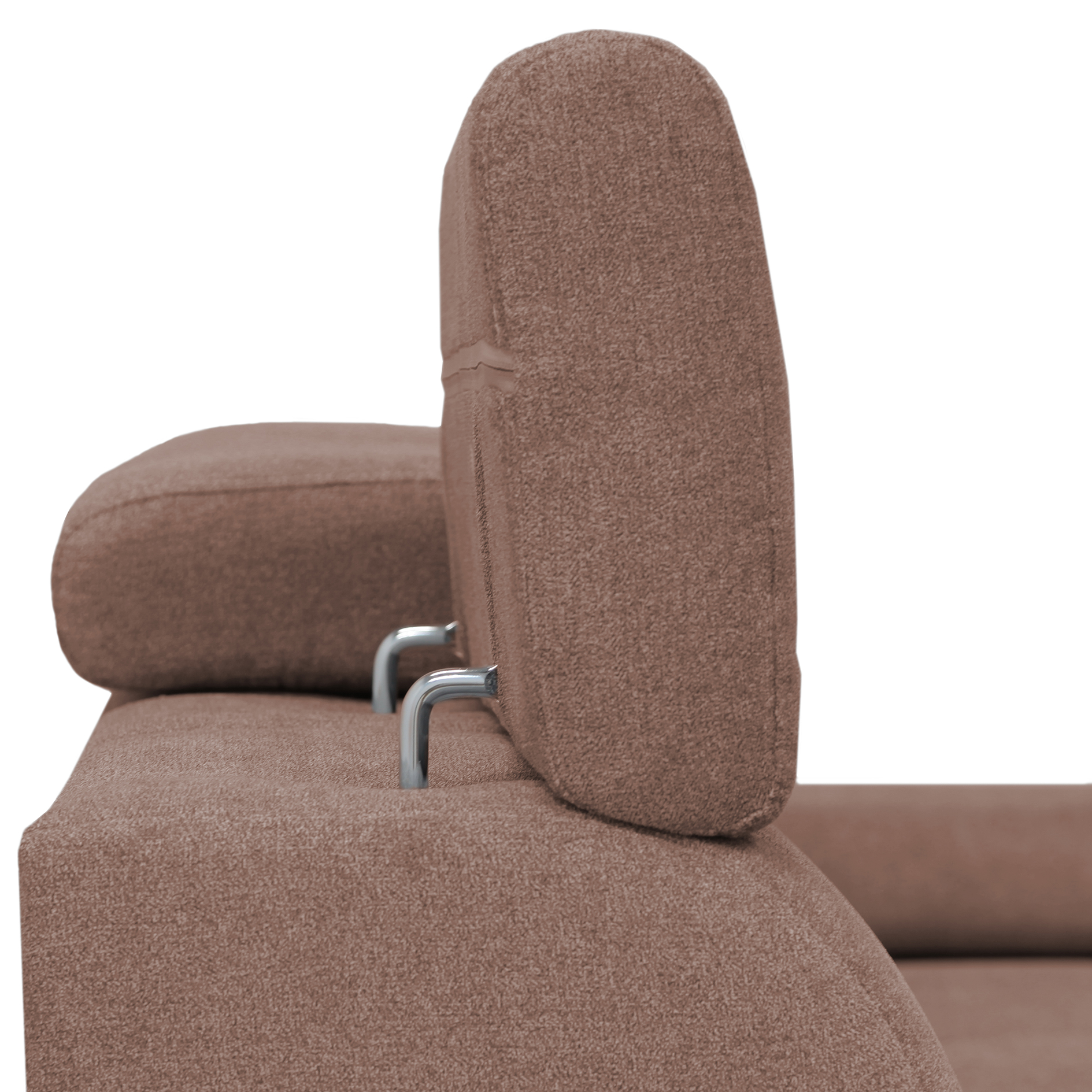 Ecksofa - nougat - Liegefunktion und Staukasten - Ottomane rechts