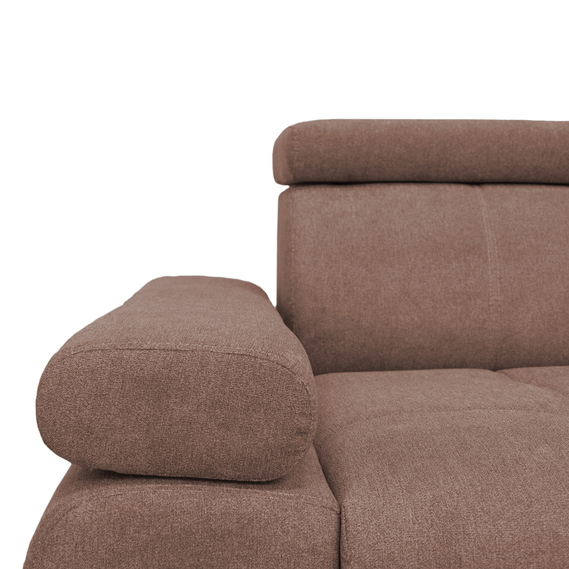 Ecksofa - nougat - Liegefunktion und Staukasten - Ottomane rechts