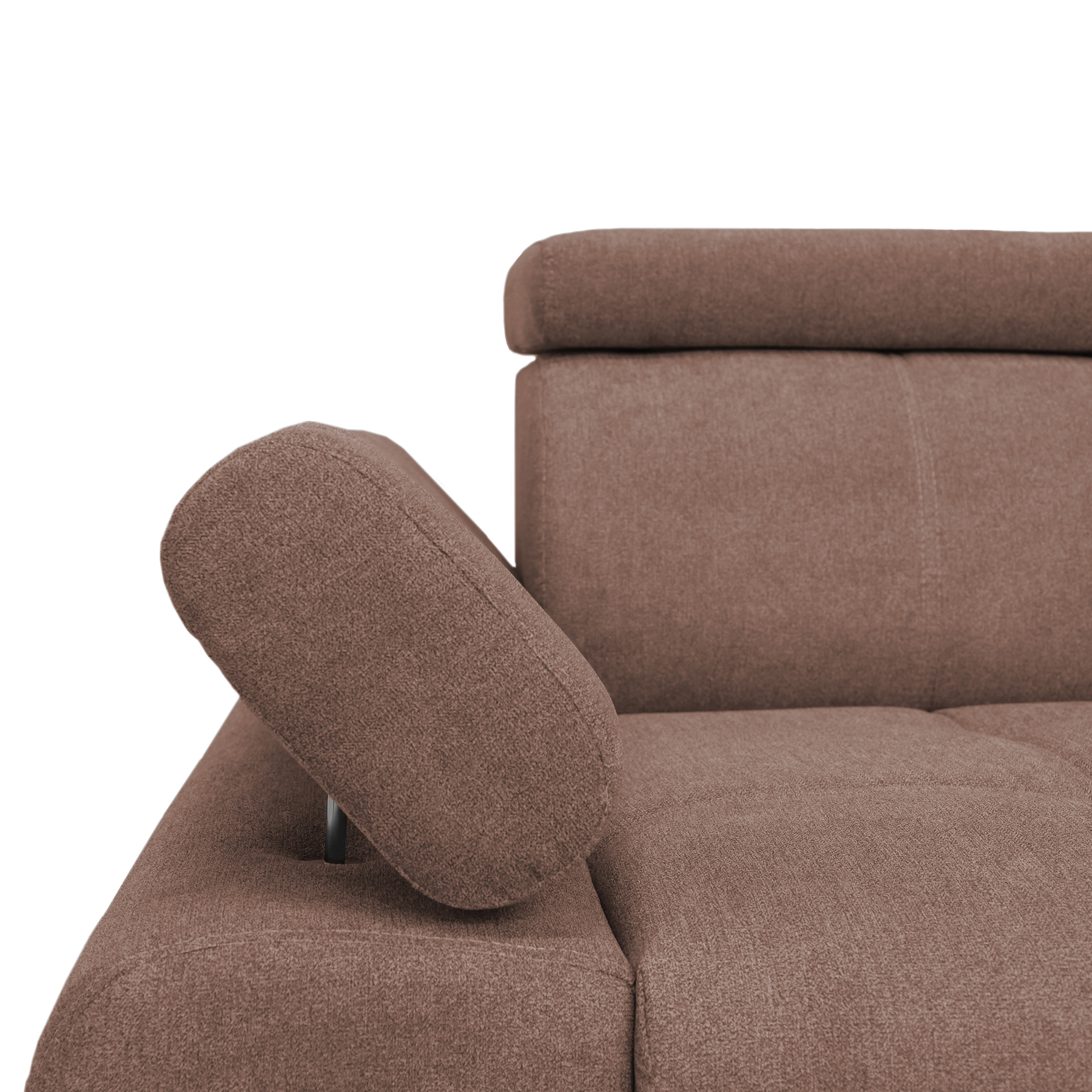 Ecksofa - nougat - Liegefunktion und Staukasten - Ottomane rechts