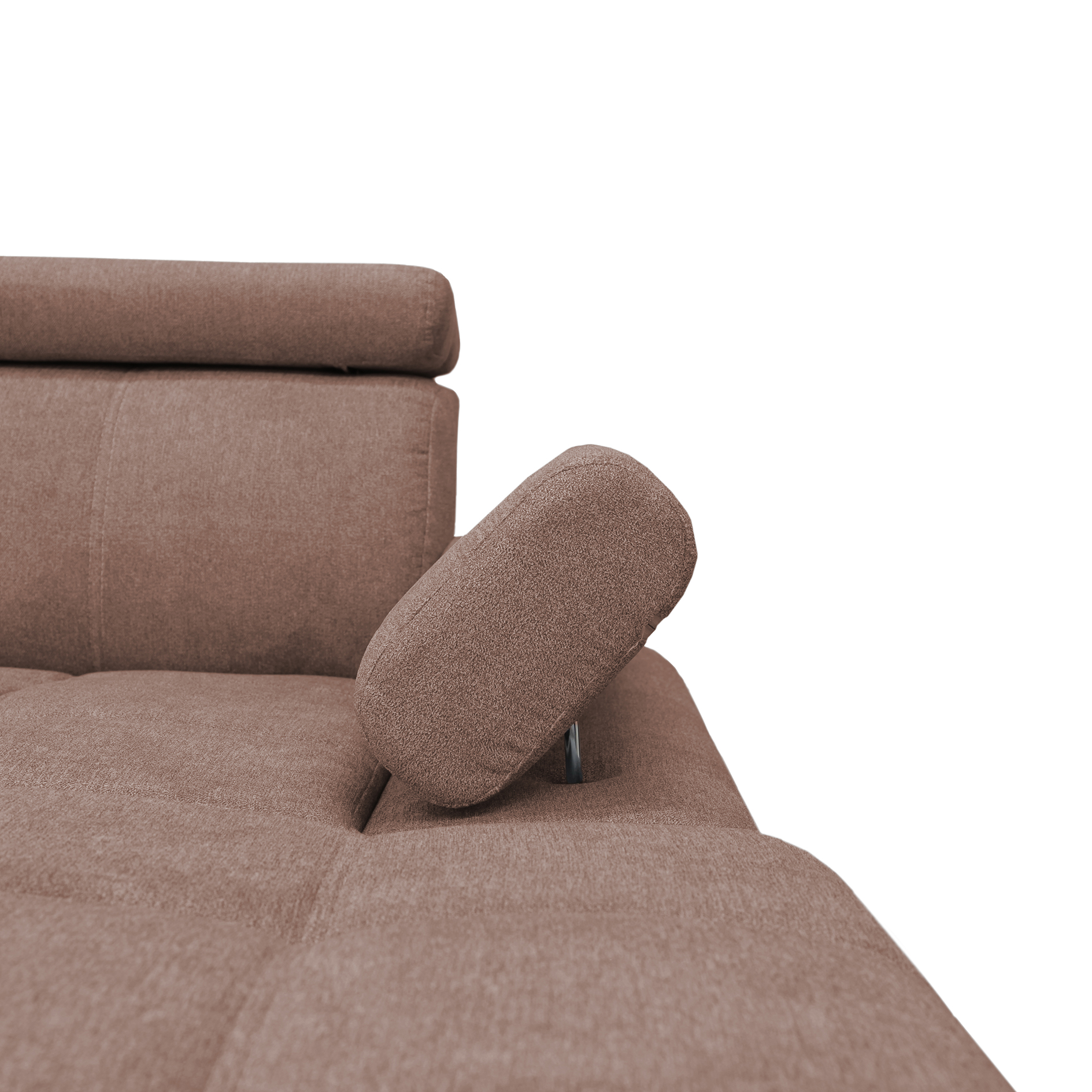 Ecksofa - nougat - Liegefunktion und Staukasten - Ottomane rechts