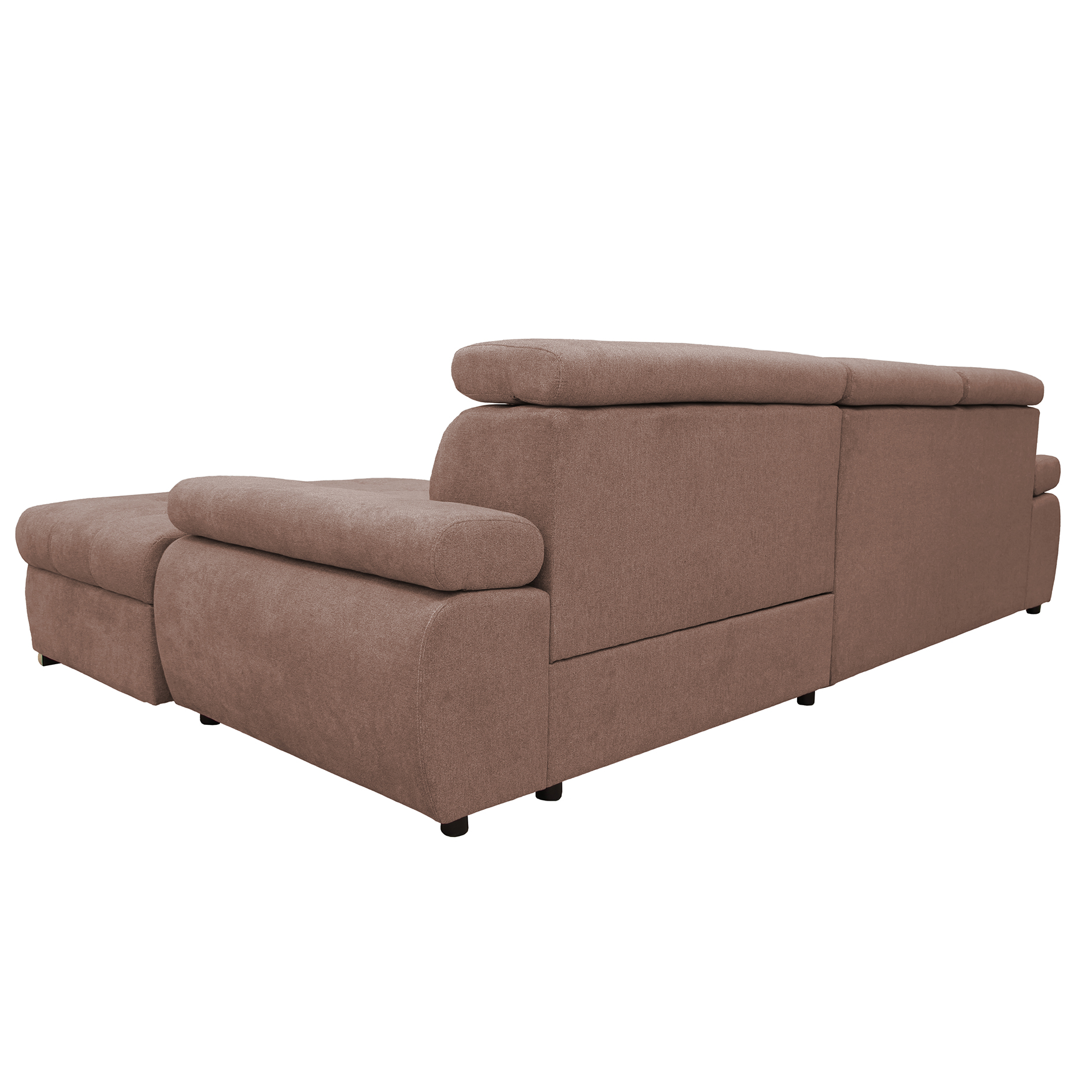 Ecksofa - nougat - Liegefunktion und Staukasten - Ottomane rechts