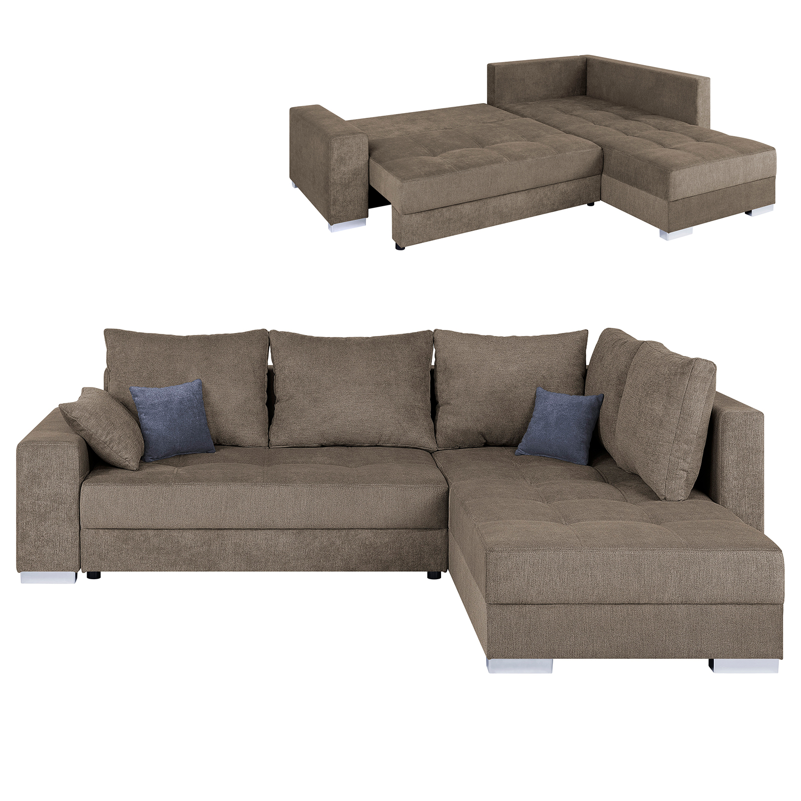 Ecksofa - nougat - Microfaser - mit Liegefunktion