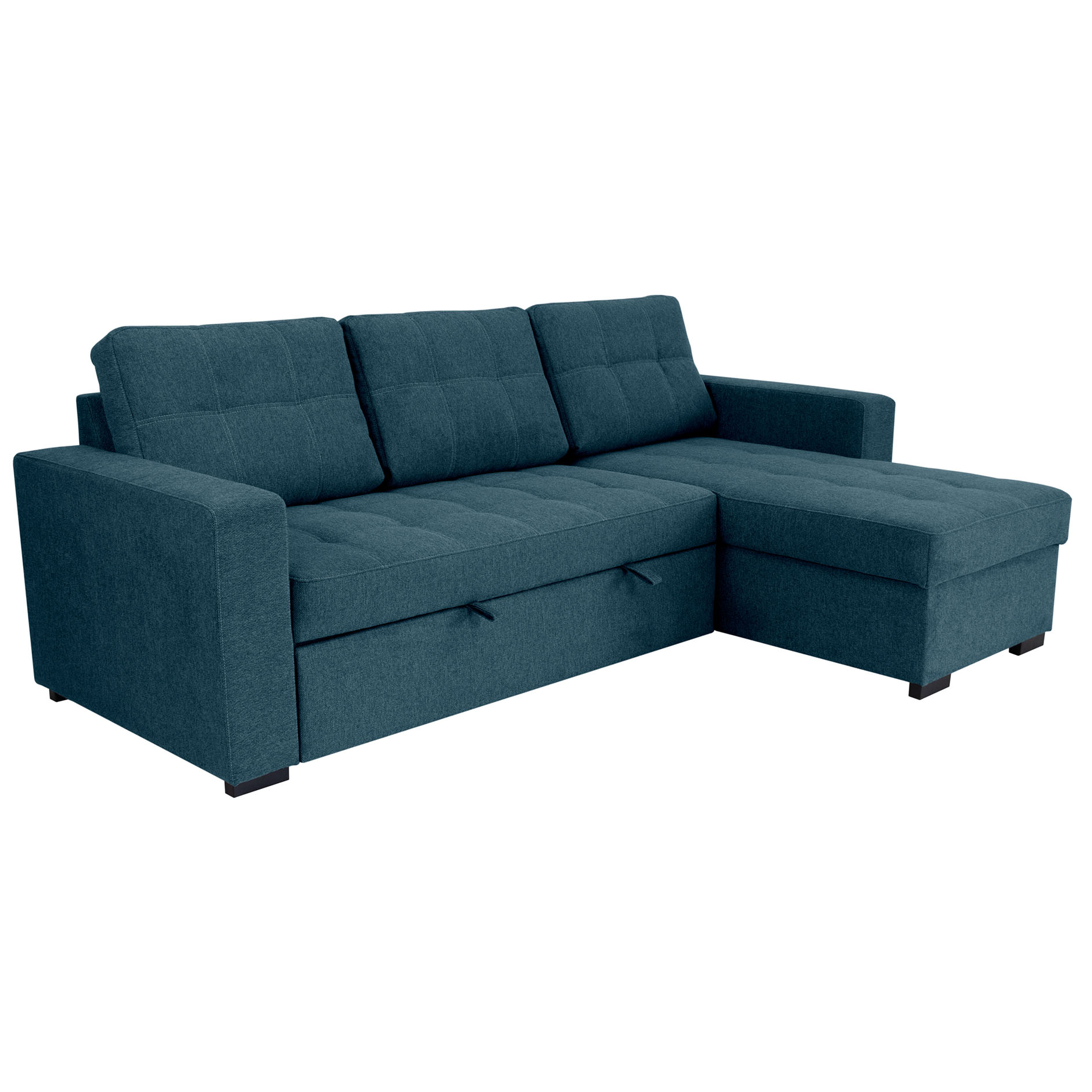 Ecksofa - ocean blue - Liegefunktion und Staukasten
