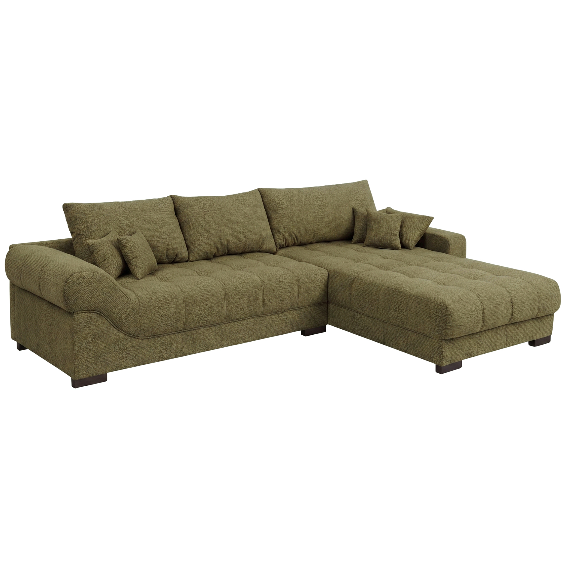 Ecksofa - olive - Boxspringfederung - Webstoff