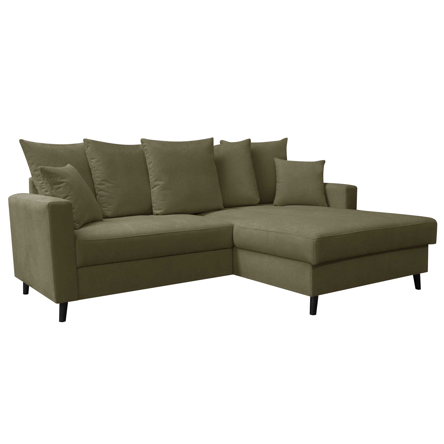 Ecksofa - olive - Liegefunktion - Staukasten - Microfaser