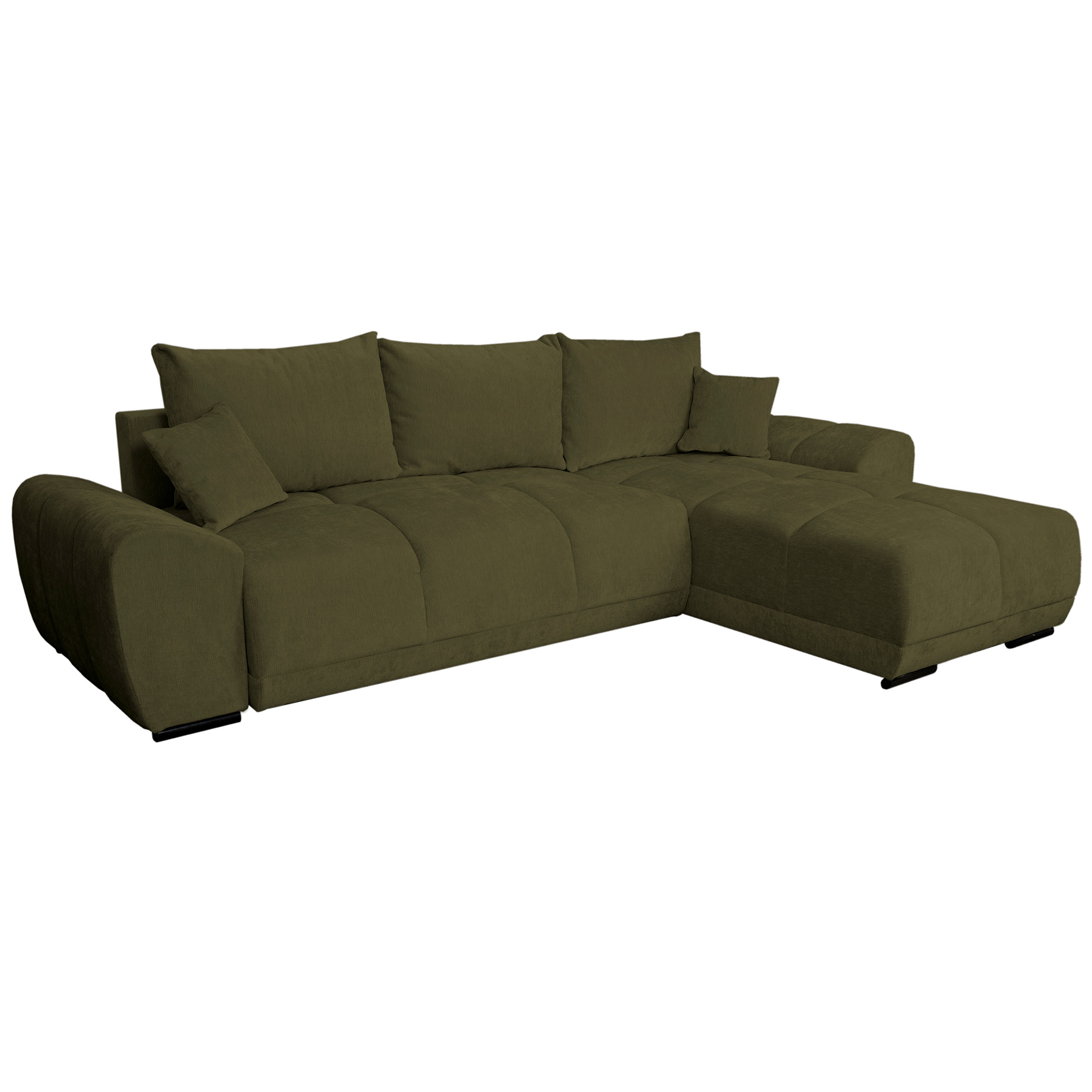 Ecksofa - olive - Liegefunktion - Staukasten - Webstoff