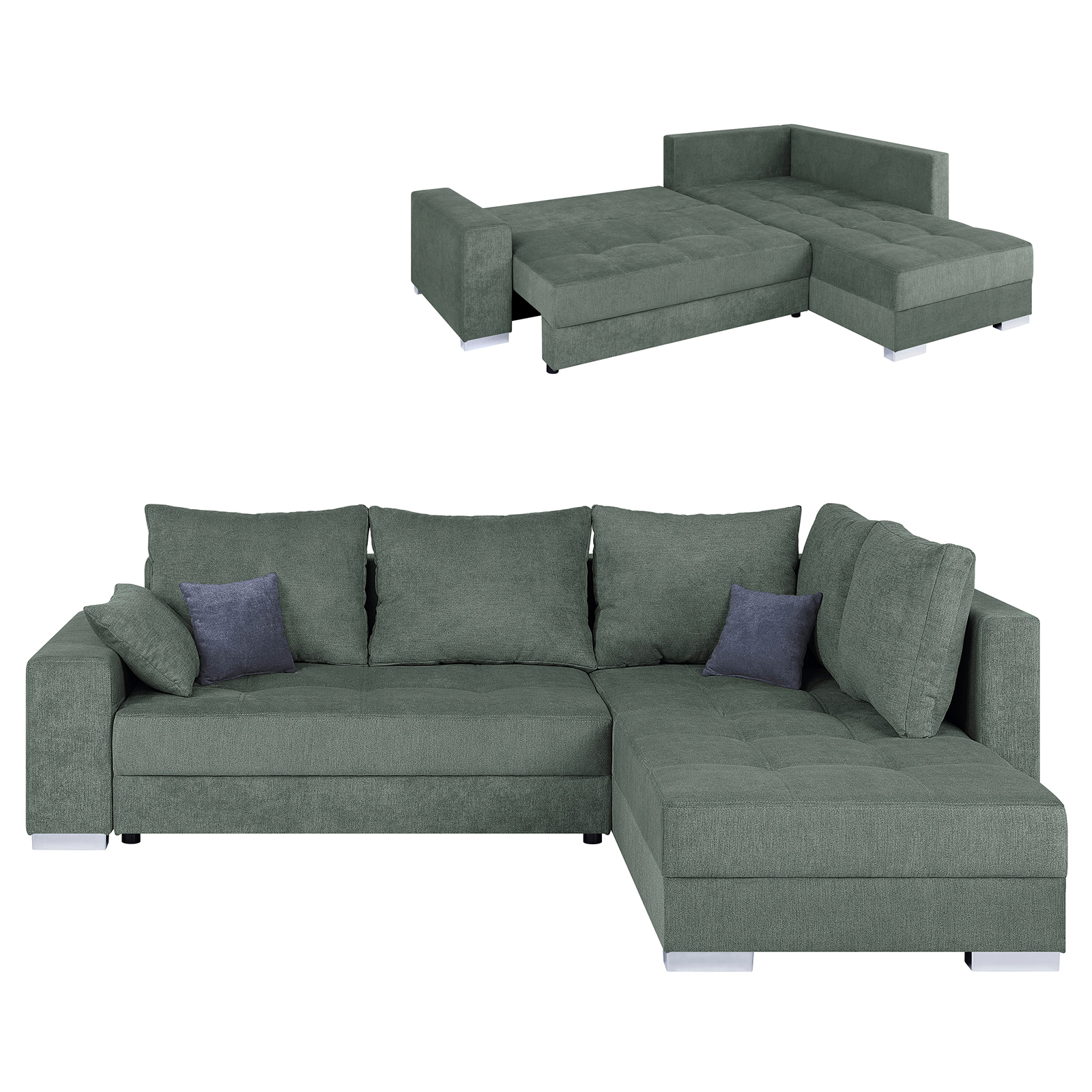 Ecksofa - petrol - Microfaser - mit Liegefunktion