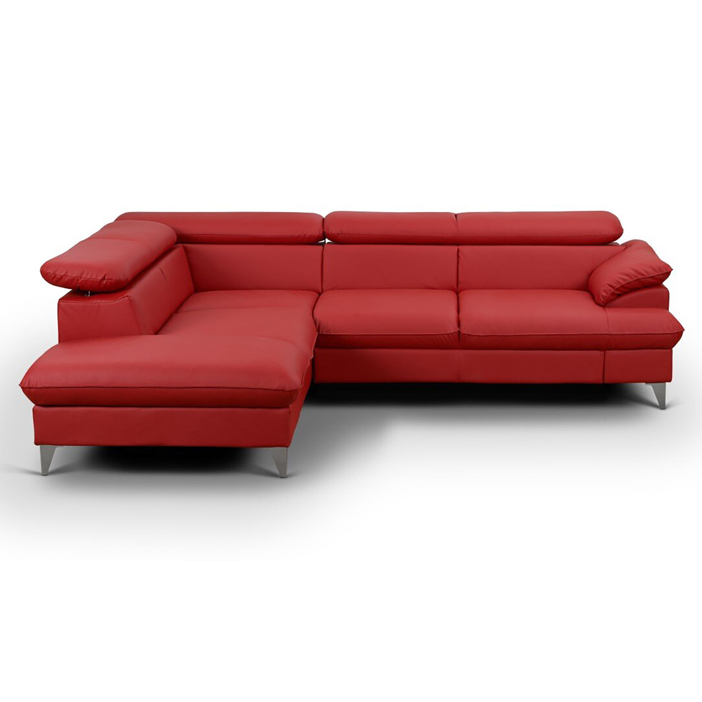 Ecksofa - rot - Kunstleder - Ottomane links