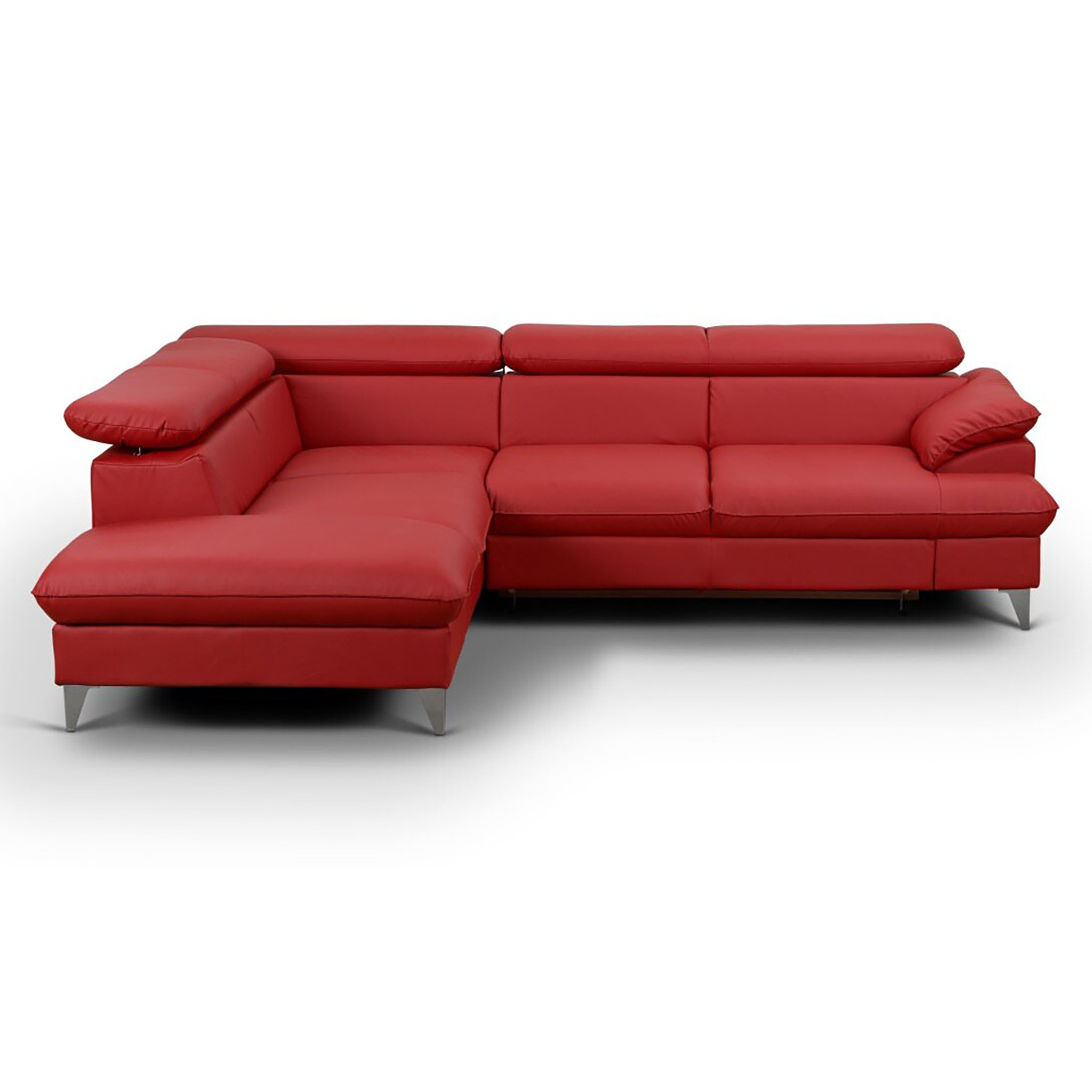 Ecksofa - rot - Liegefunktion - Kunstleder - Ottomane links