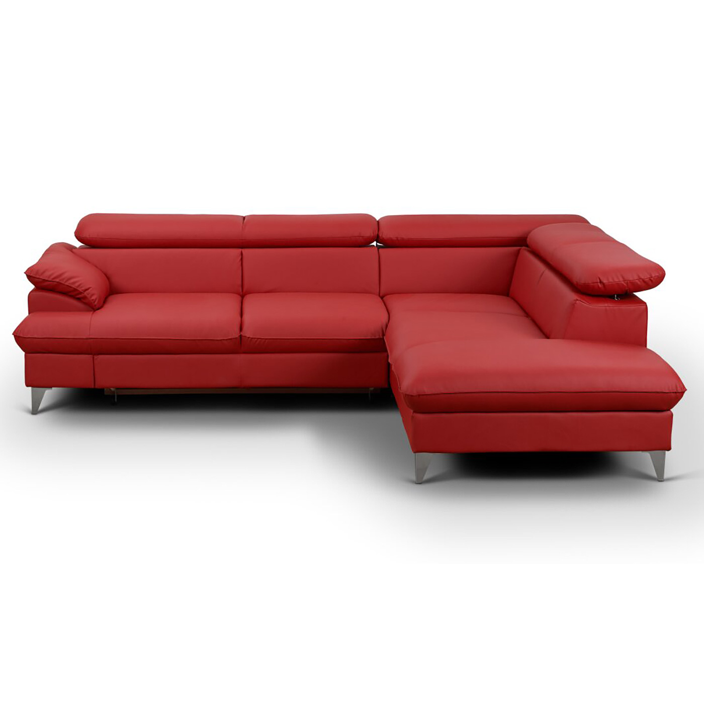 Ecksofa - rot - Liegefunktion - Kunstleder - Ottomane rechts