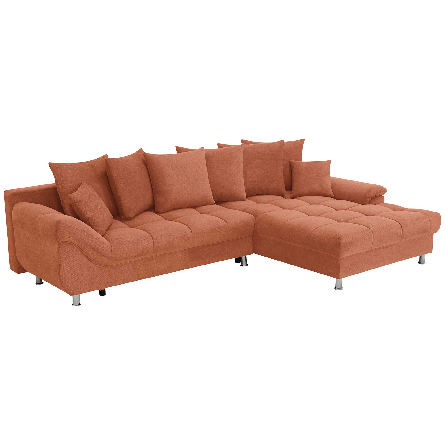 Ecksofa - rust - Liegefunktion - Staukasten - mit Kissen - Ottomane rechts