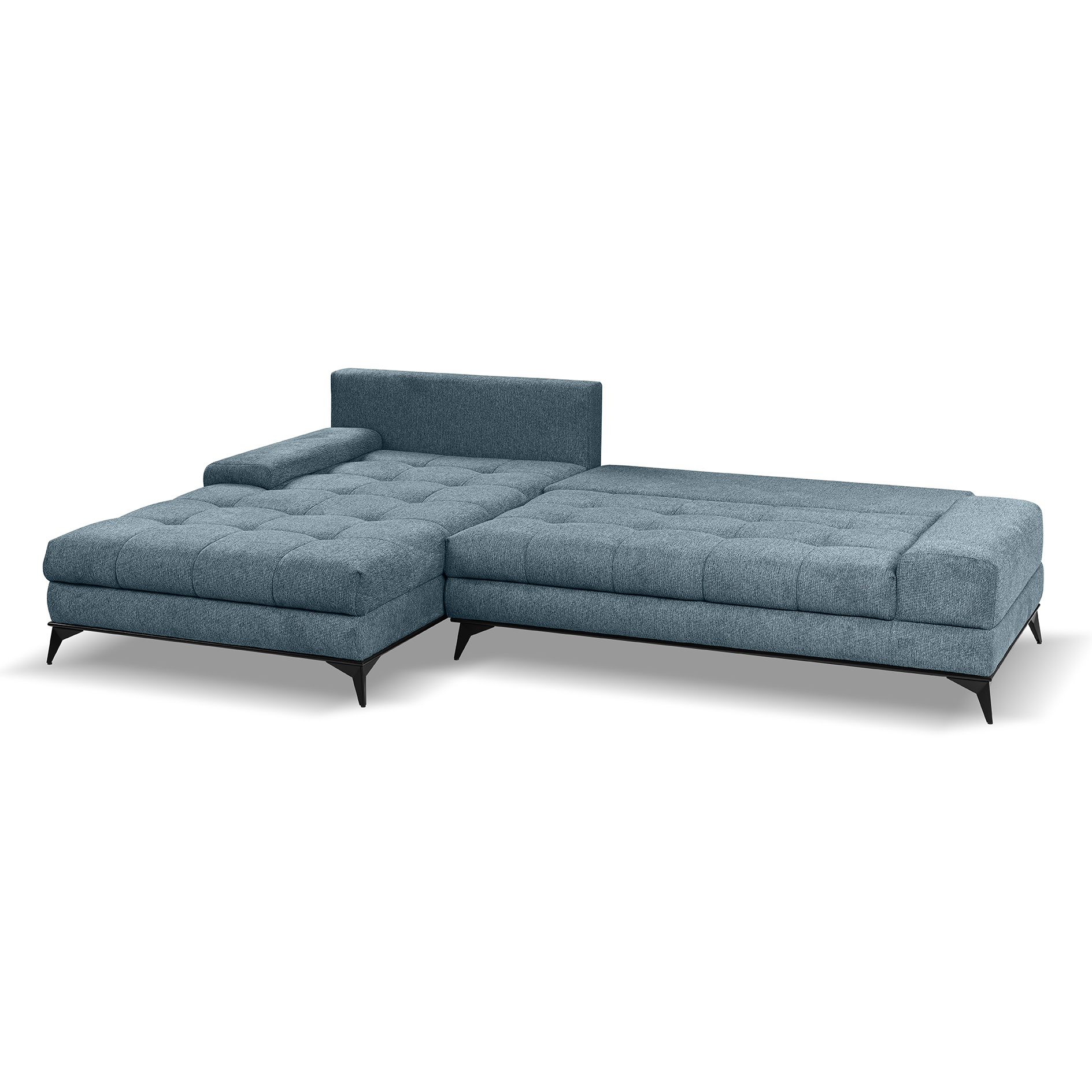 Ecksofa - salbei - Liegefunktion und Staukasten - Longchair links