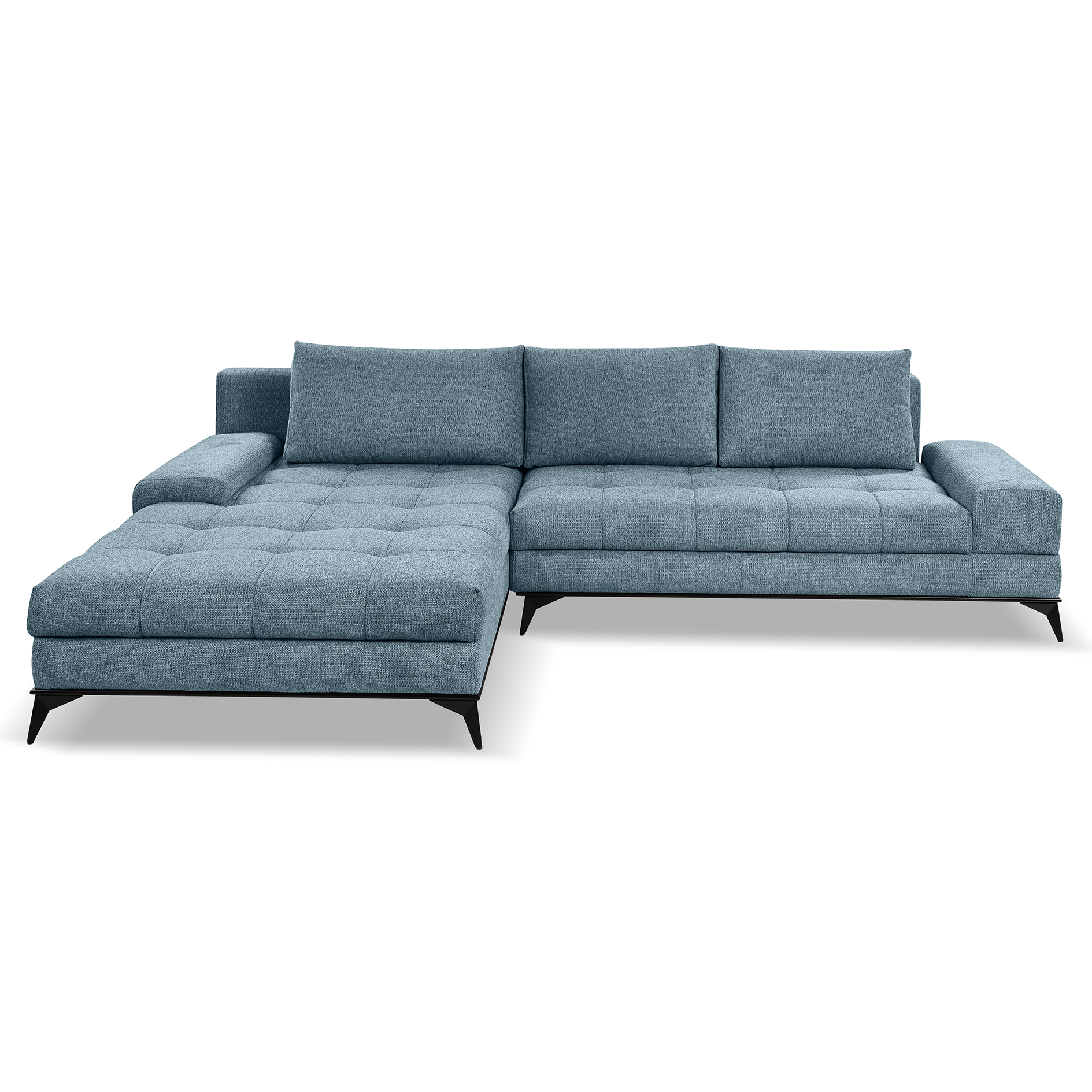 Ecksofa - salbei - Liegefunktion und Staukasten - Longchair links