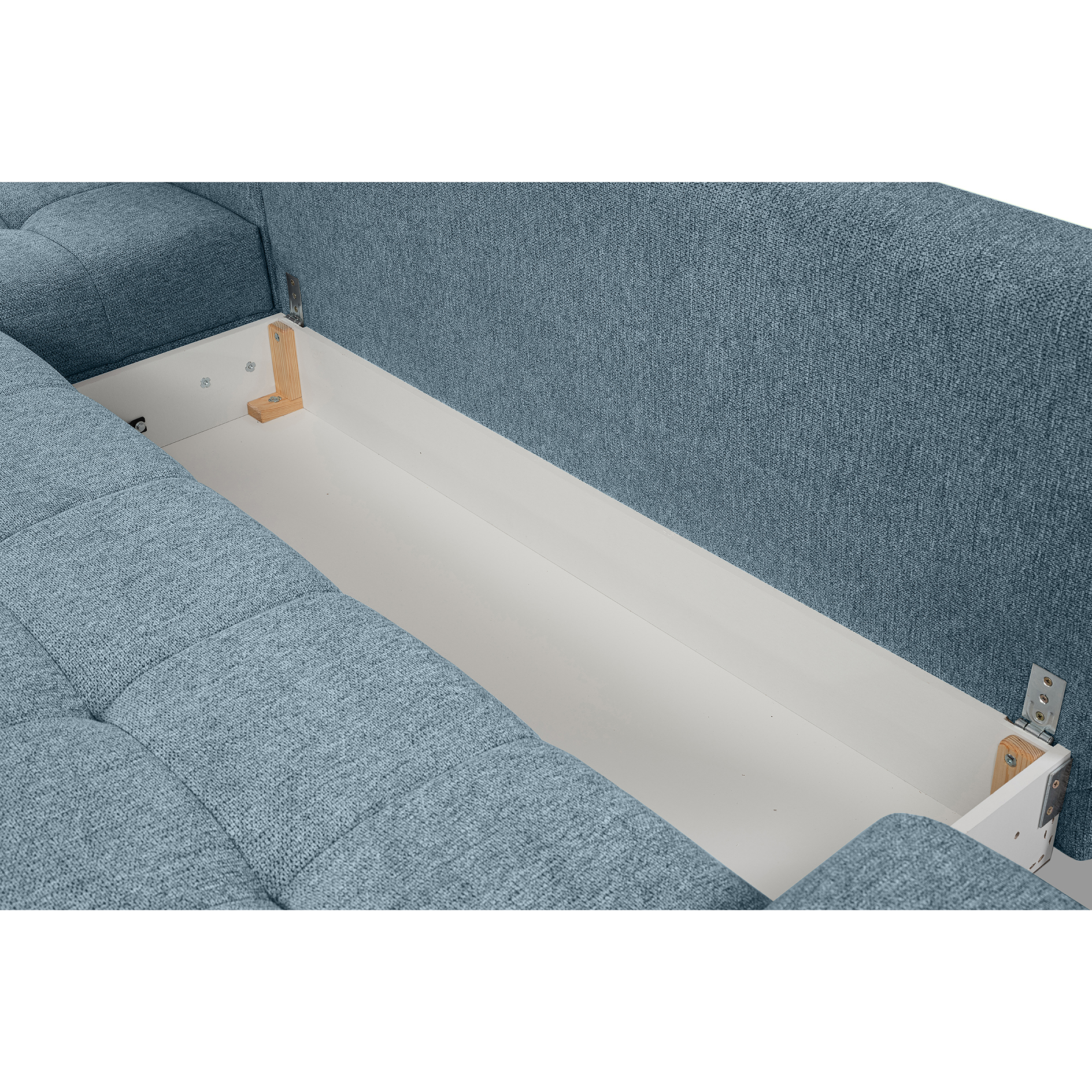Ecksofa - salbei - Liegefunktion und Staukasten - Longchair links