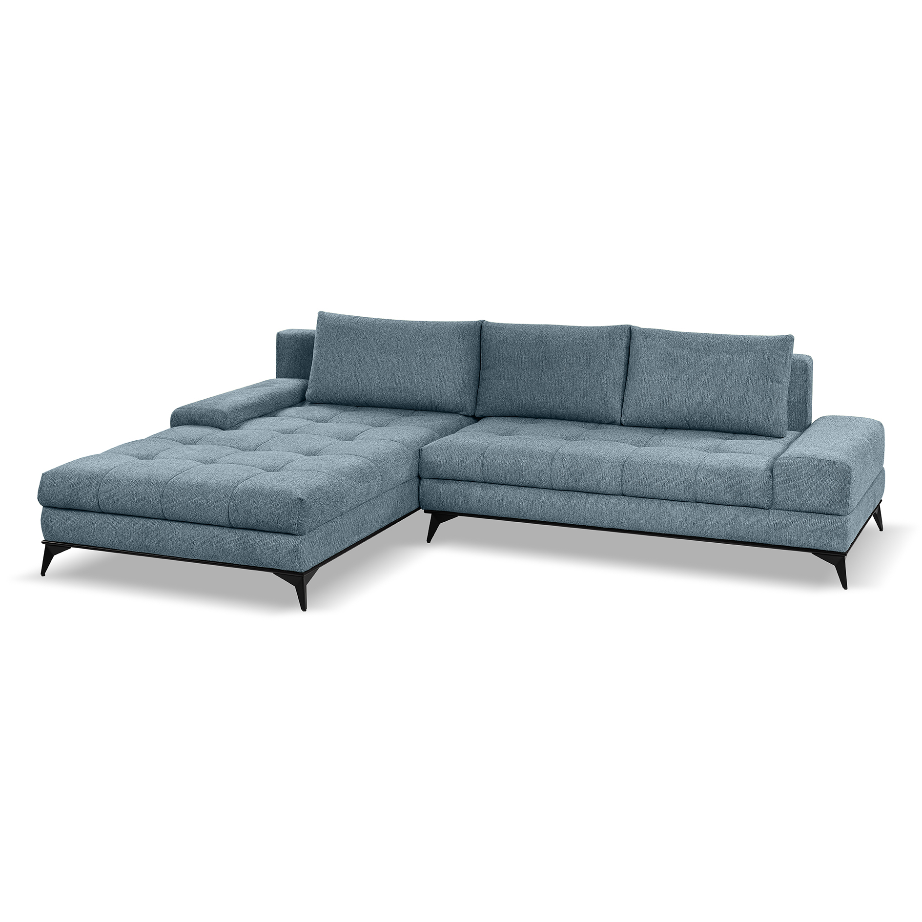 Ecksofa - salbei - Liegefunktion und Staukasten - Longchair links