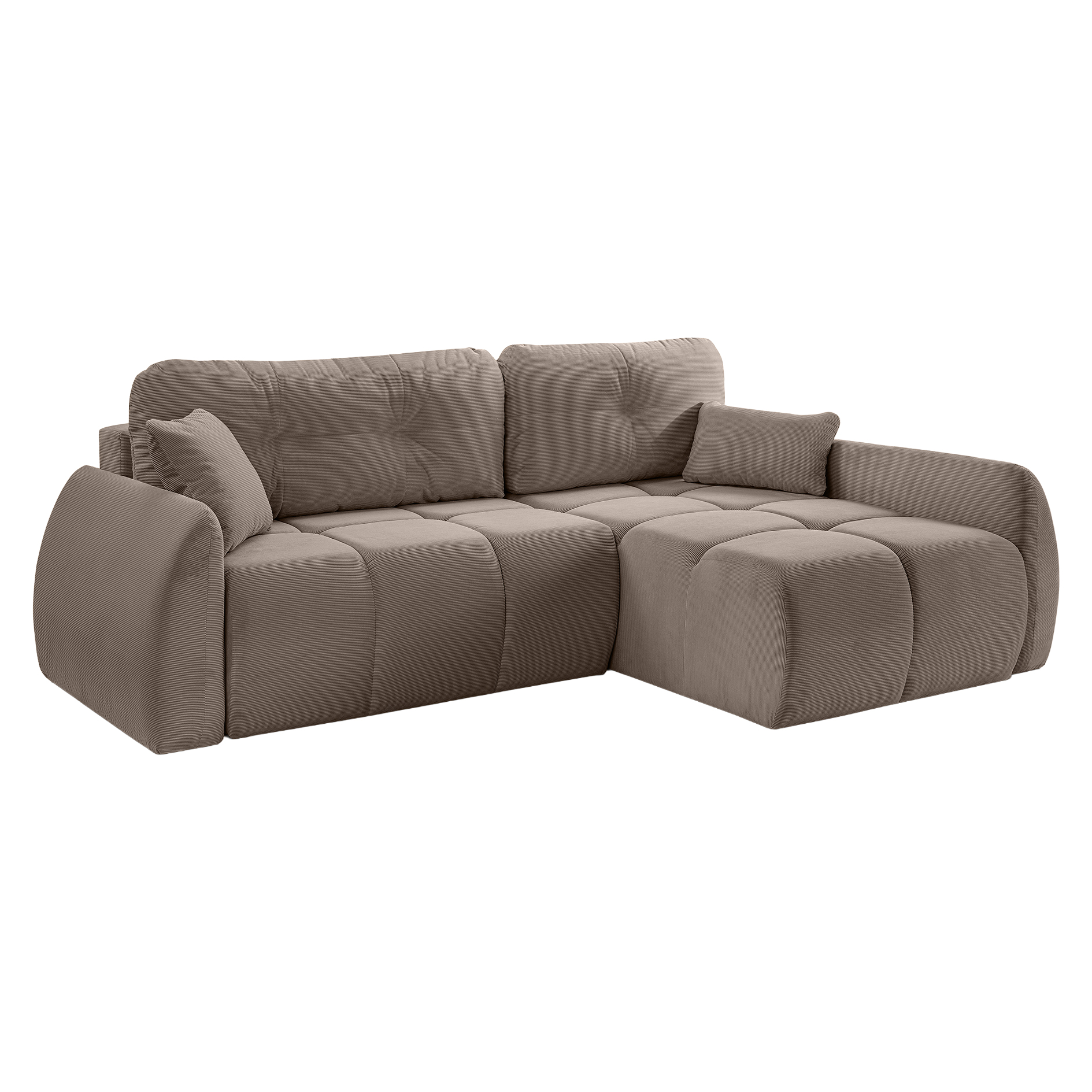Ecksofa SANCHO LONG - braun-beige - Cord - Liegefunktion - Staukasten