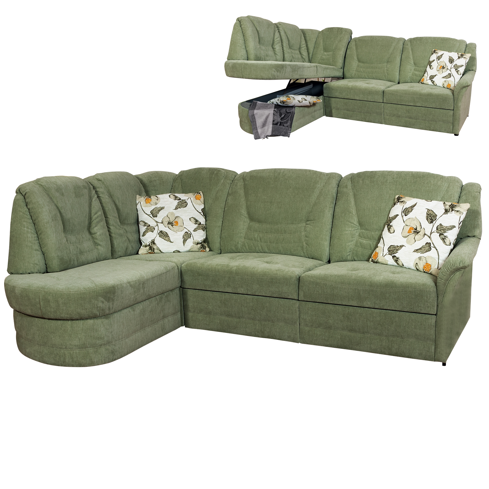 Ecksofa - schilf - mit Funktionen - Recamiere links