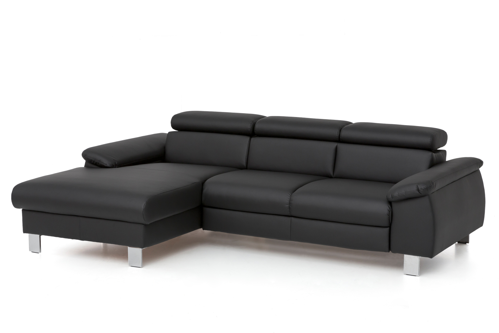 Ecksofa - schwarz - Kunstleder - Basismodell - Recamiere links