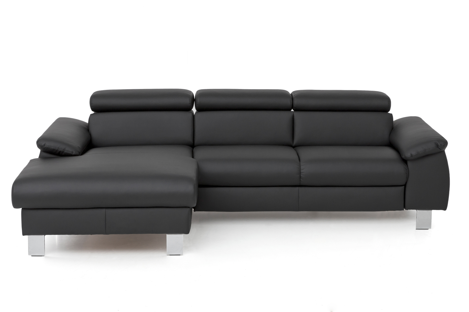 Ecksofa - schwarz - Kunstleder - Basismodell - Recamiere links