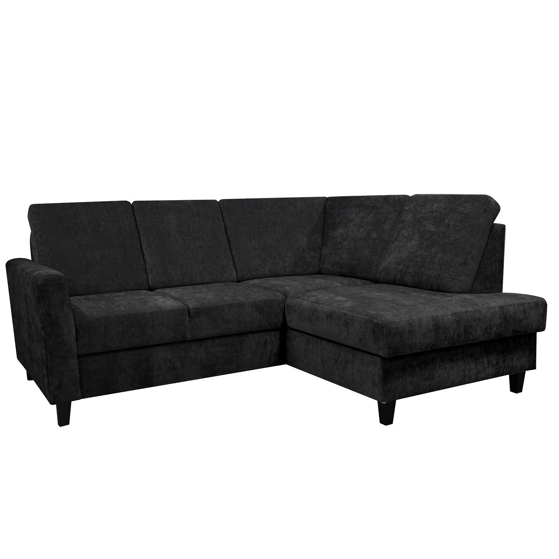 Ecksofa - schwarz - Liegefunktion - Staukasten - Ottomane rechts