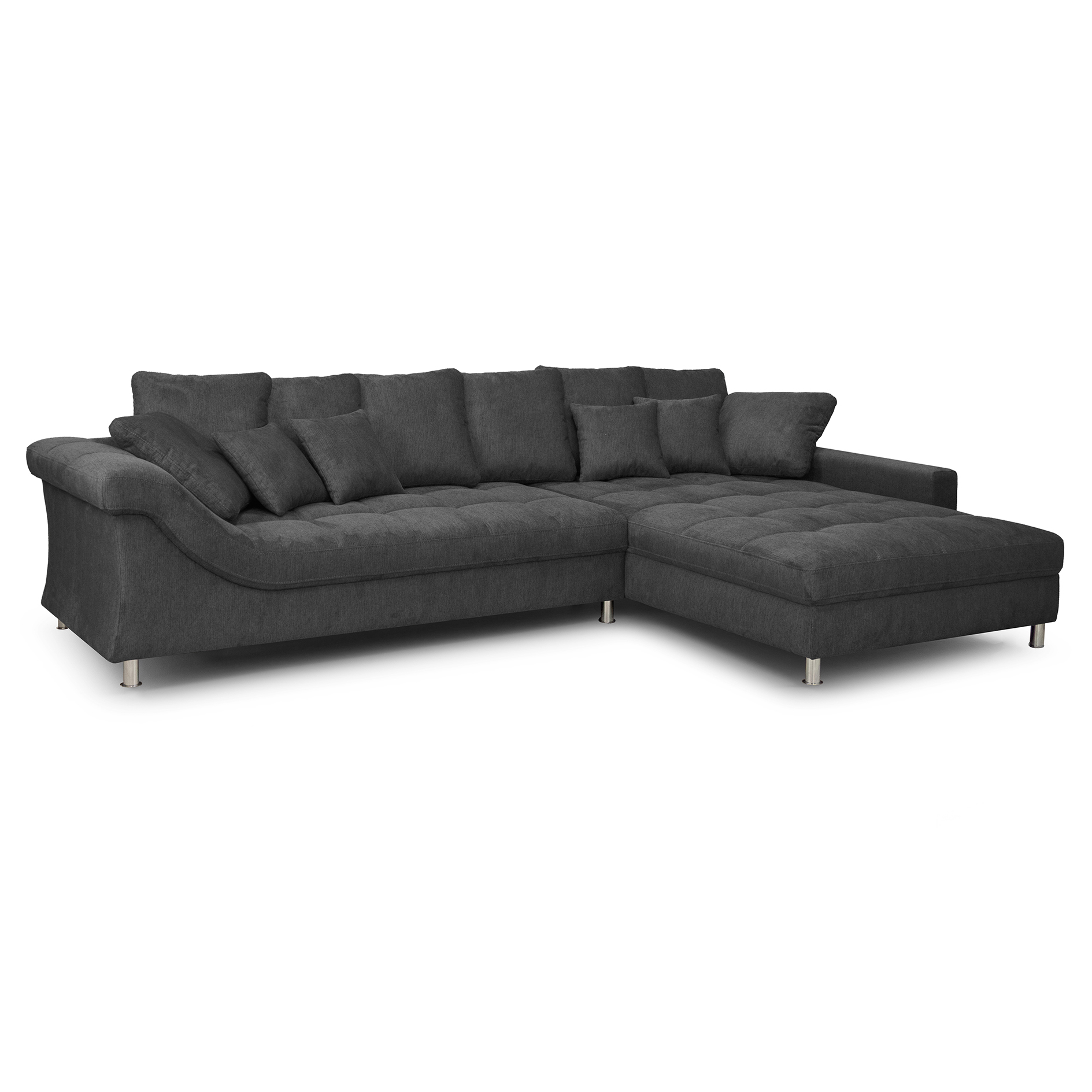 Ecksofa - schwarz - Microfaser - beidseitig montierbar