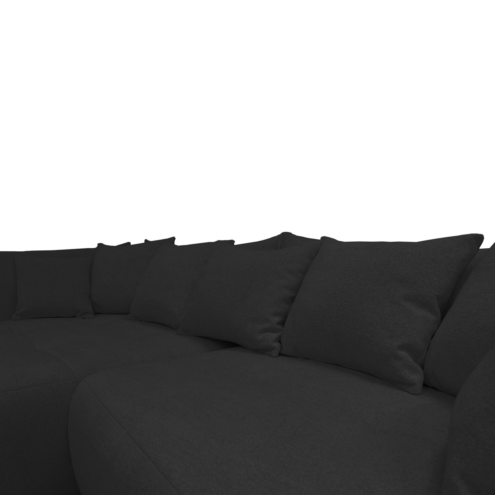 Ecksofa - schwarz - Velours - Ottomane links