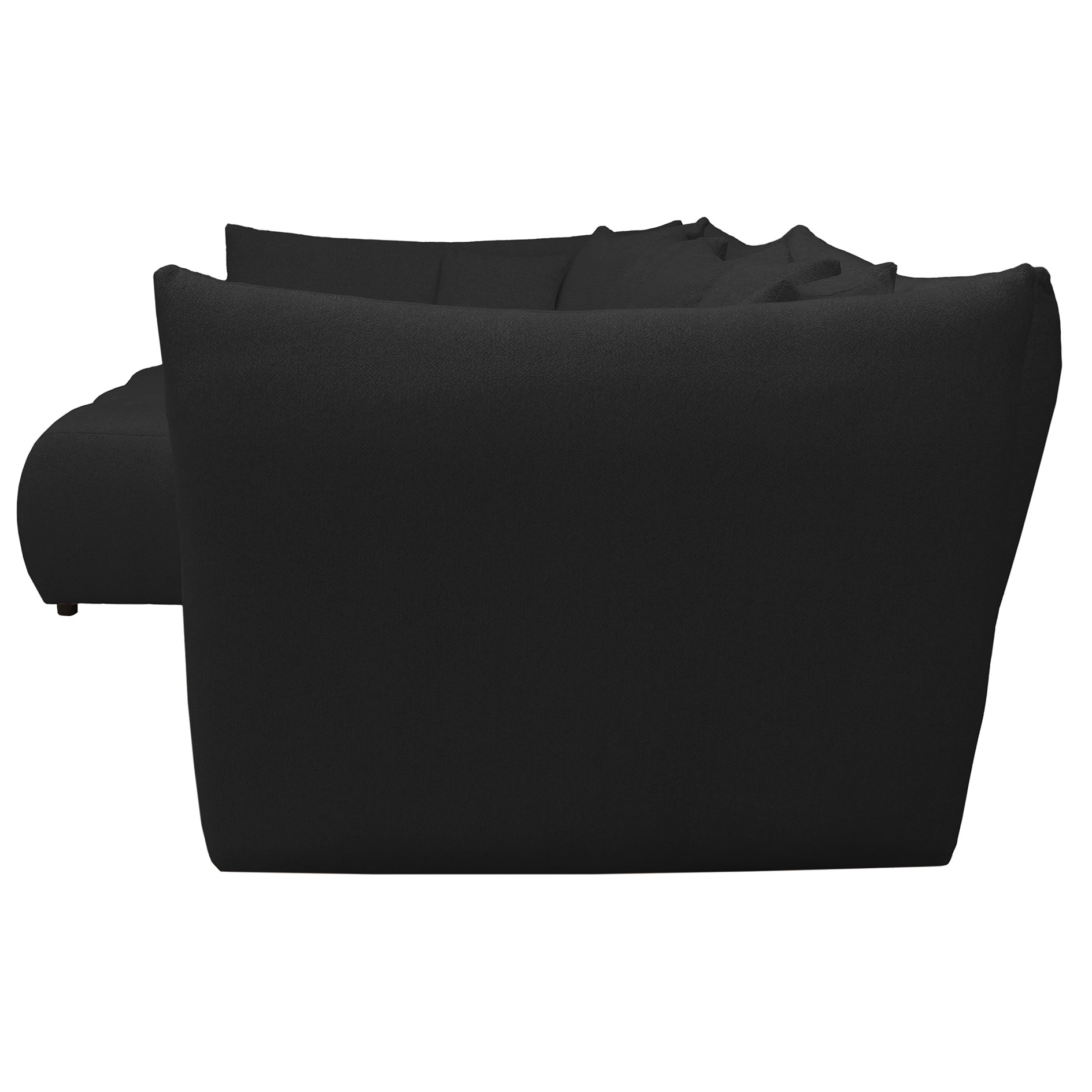 Ecksofa - schwarz - Velours - Ottomane links