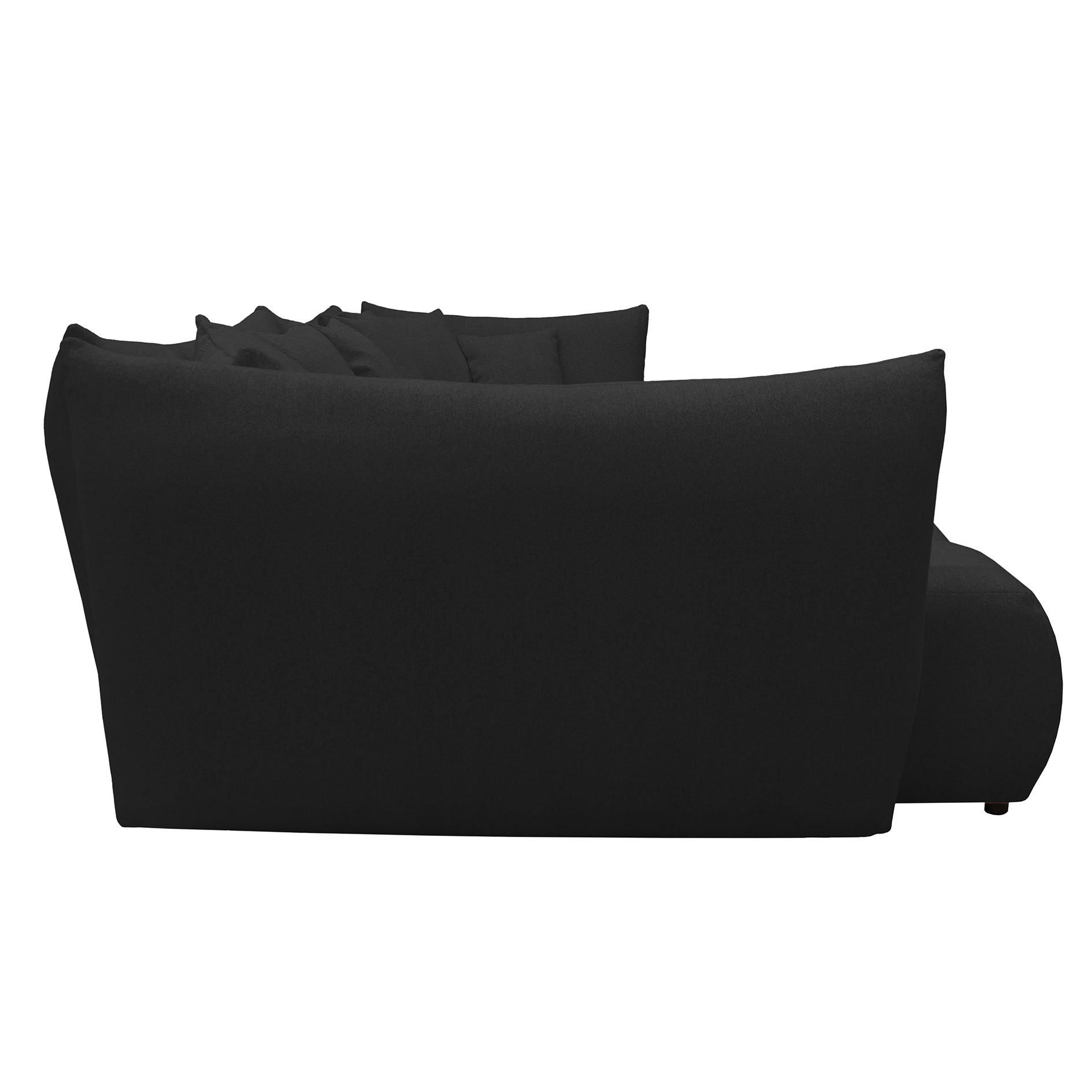 Ecksofa - schwarz - Velours - Ottomane links