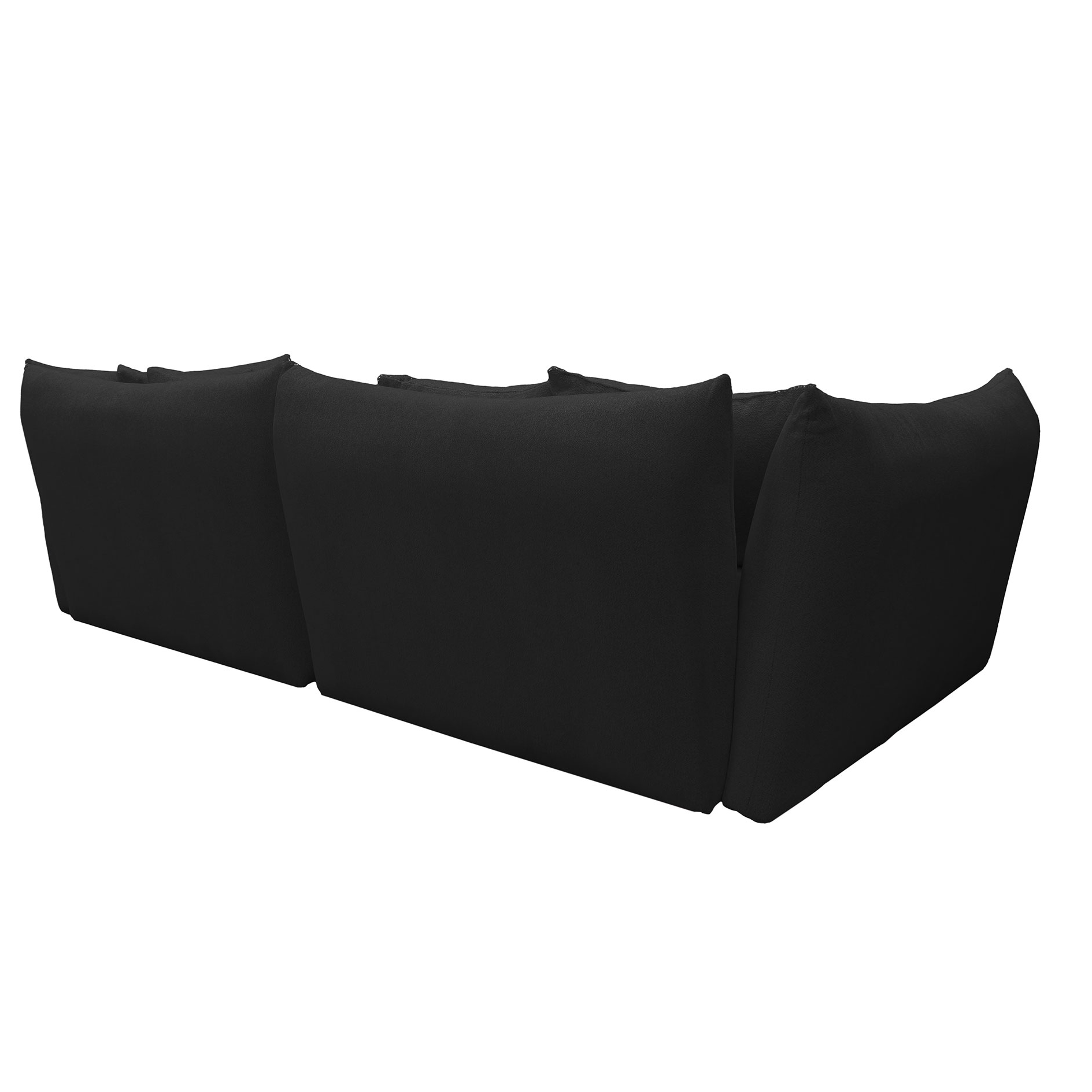 Ecksofa - schwarz - Velours - Ottomane links