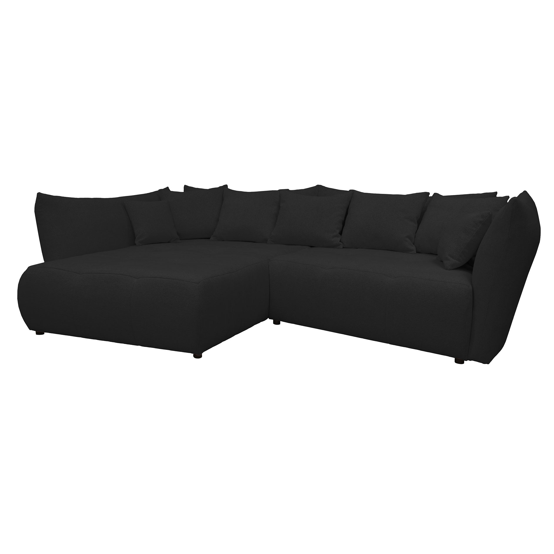 Ecksofa - schwarz - Velours - Ottomane links