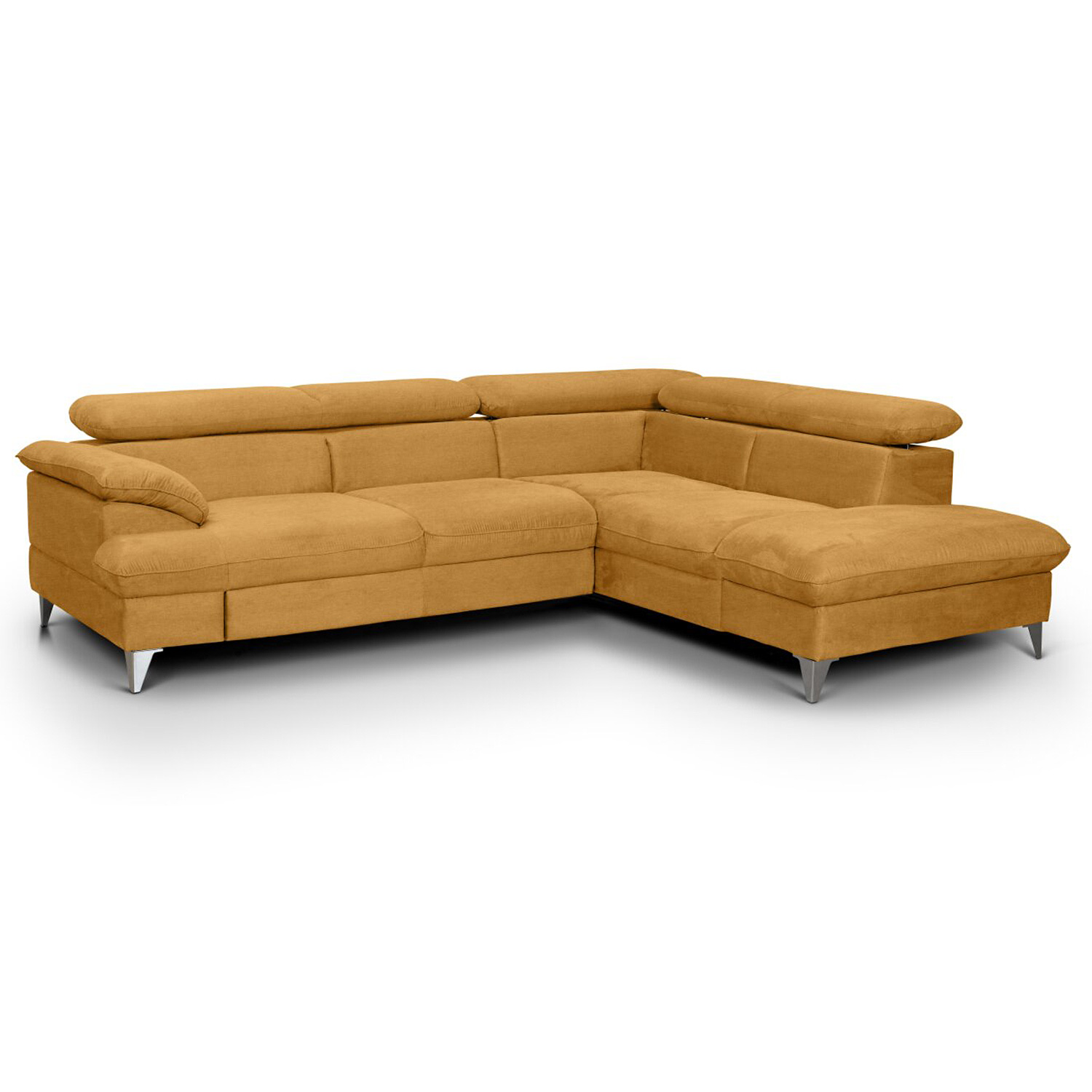 Ecksofa - senfgelb - Liegefunktion - Ottomane rechts