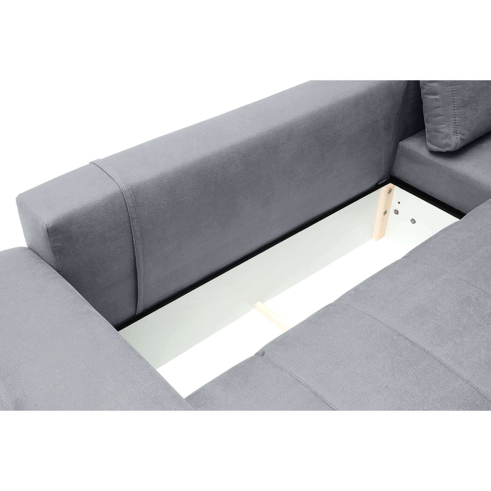 Ecksofa - silver - Boxspringfederung - Dauerschläfer - Chromfüße