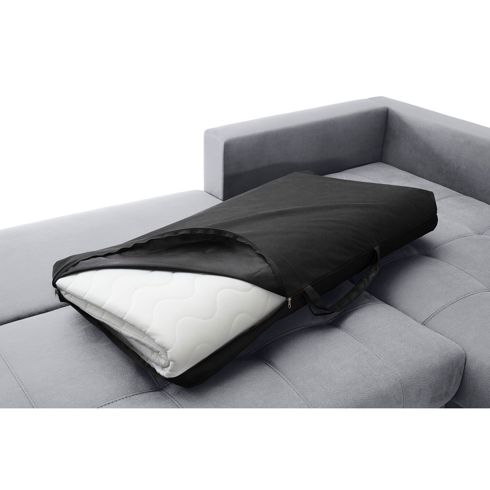 Ecksofa - silver - Boxspringfederung - Dauerschläfer - Chromfüße