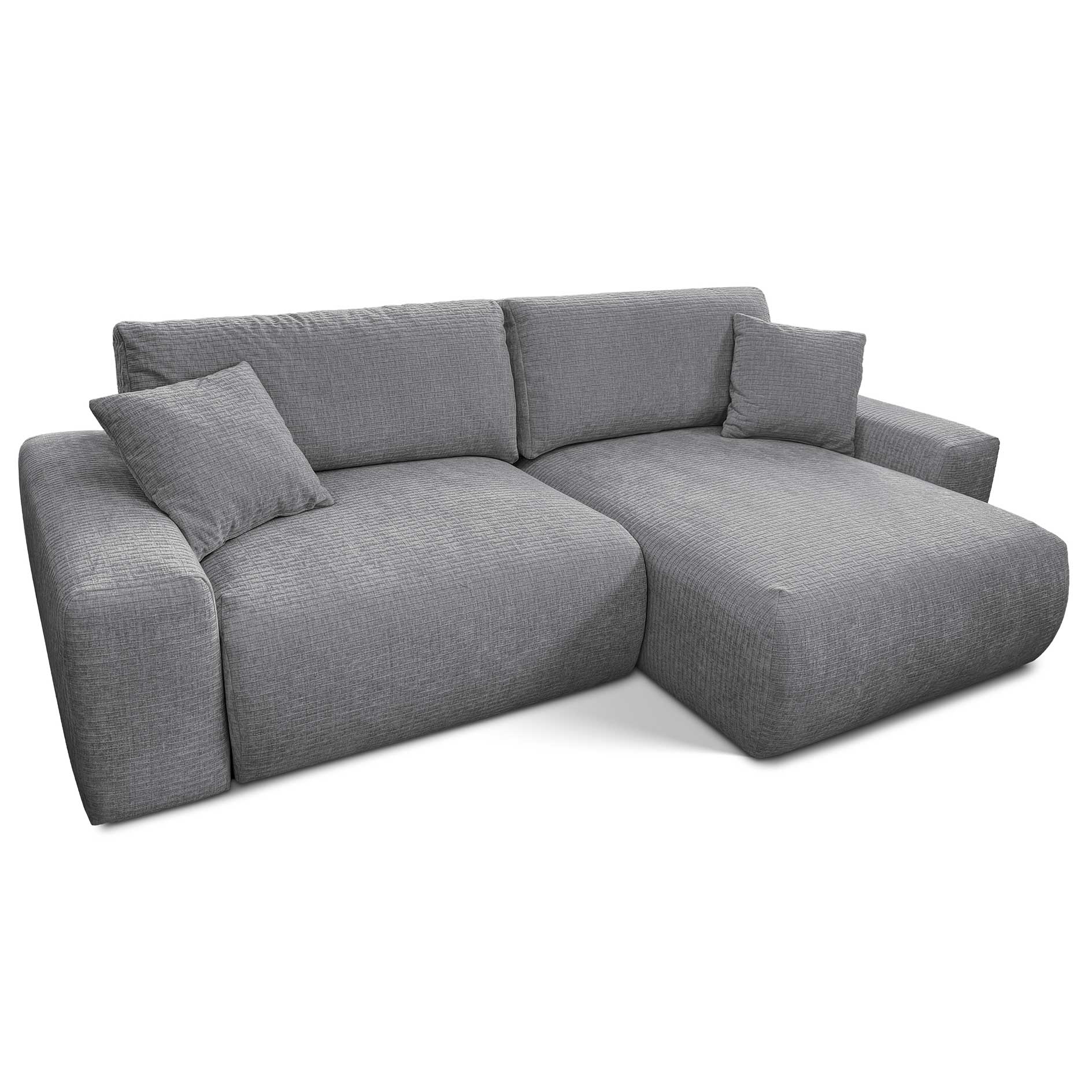 Ecksofa - silver - Liegefunktion - Staukasten - Chenille