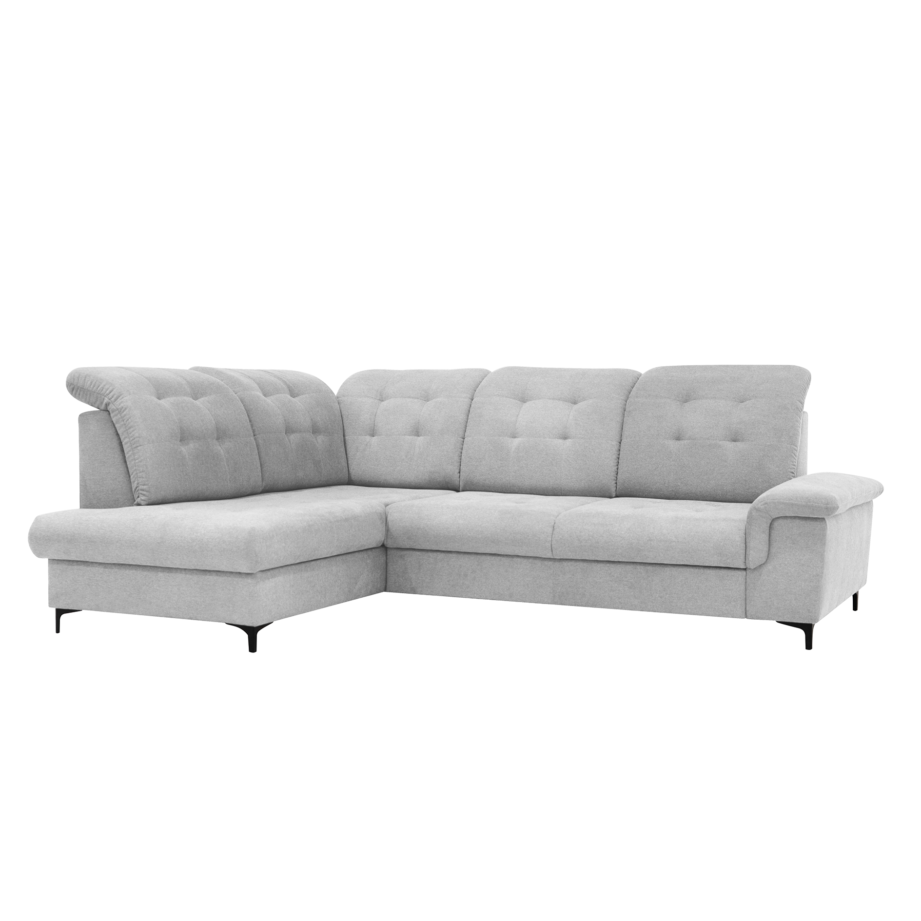 Ecksofa - silver - Liegefunktion - Staukasten - Ottomane links